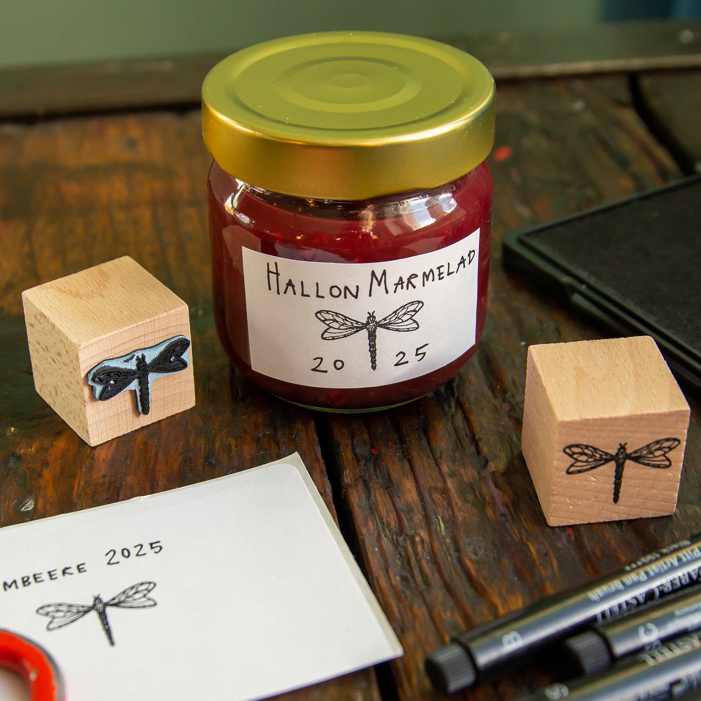 Libellen Stempel aus Buchenholz