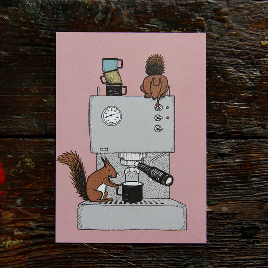 Kaffeehörnchen Postkarte