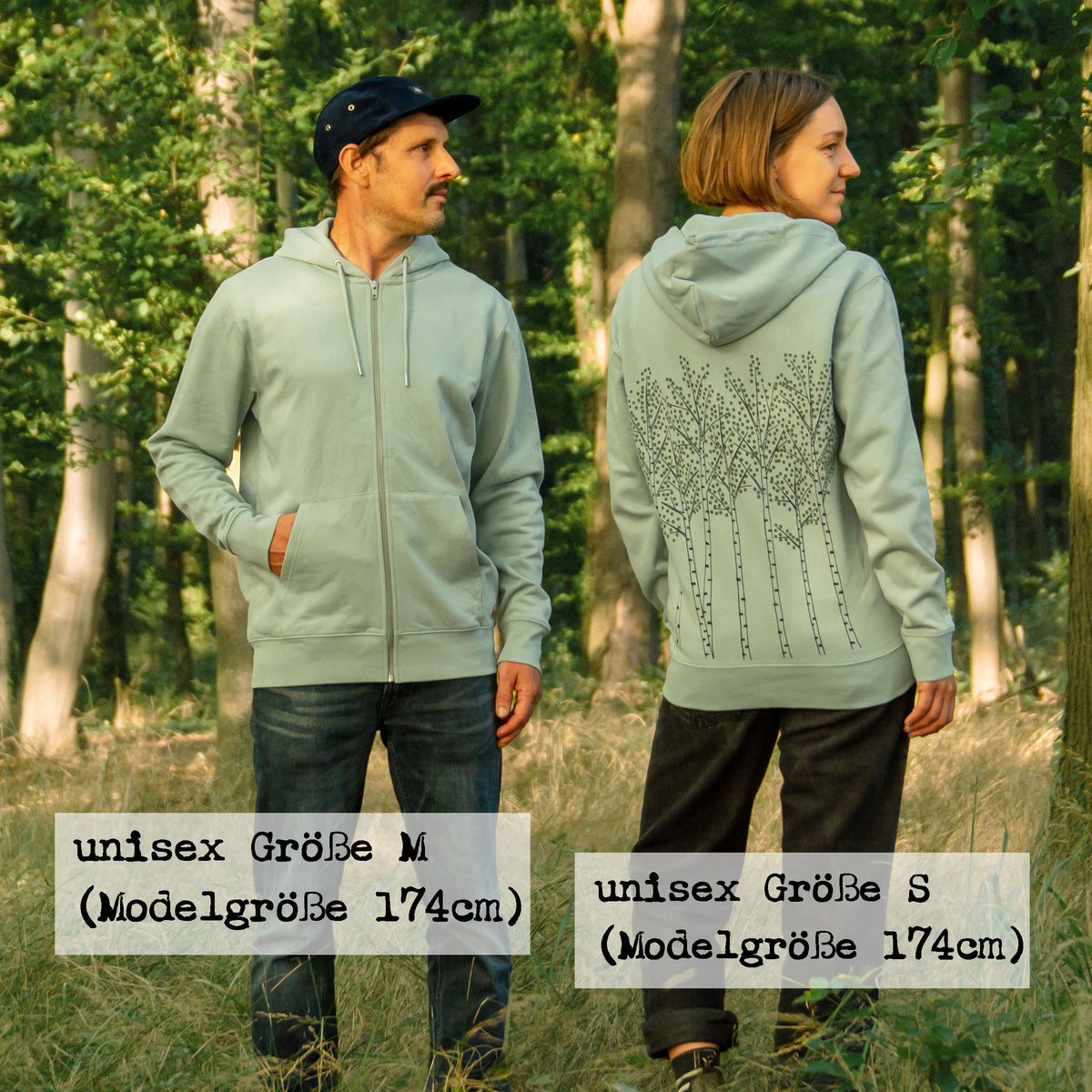 Birken Kapuzenjacke unisex in aloe XS-XXL