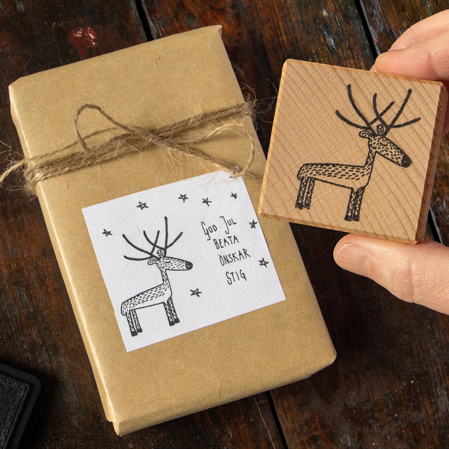 Ruben Rentier Stempel aus Buchenholz