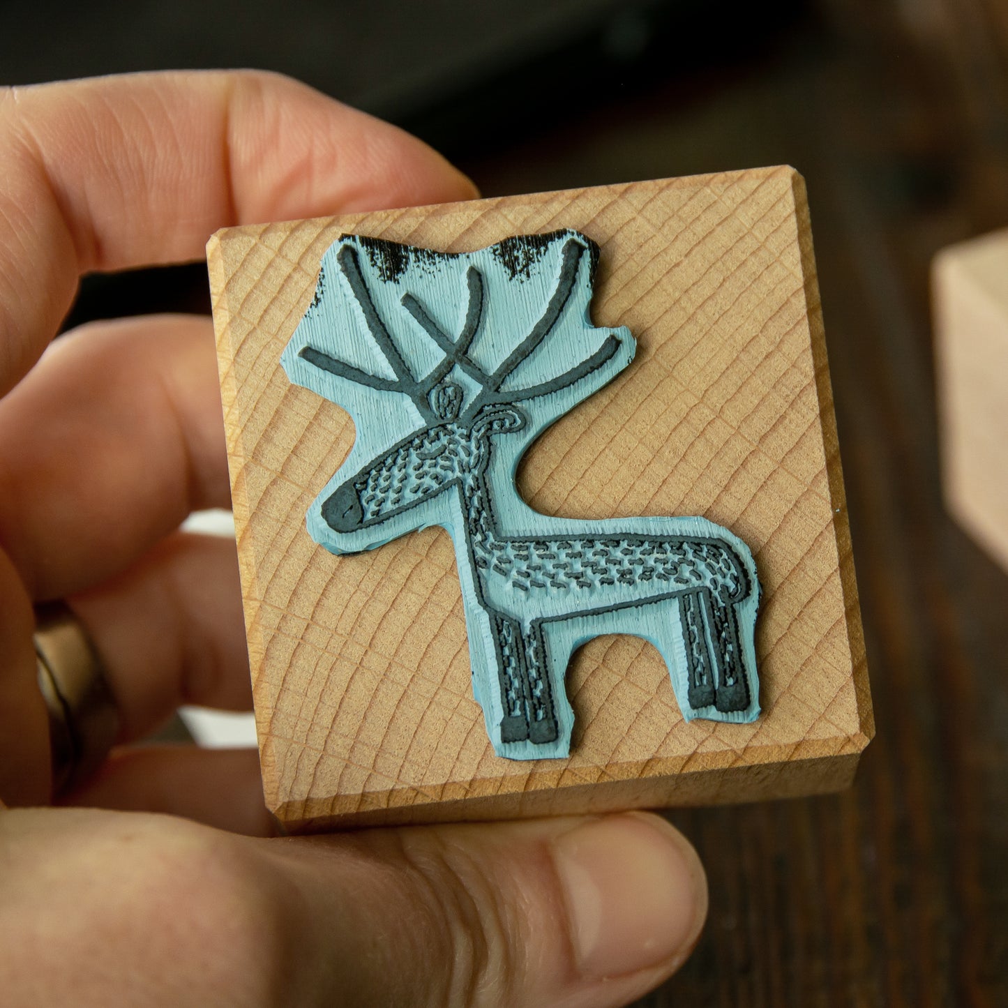 B-Ware Stempel 2er-Set aus Buchenholz Ren & Blaubeere