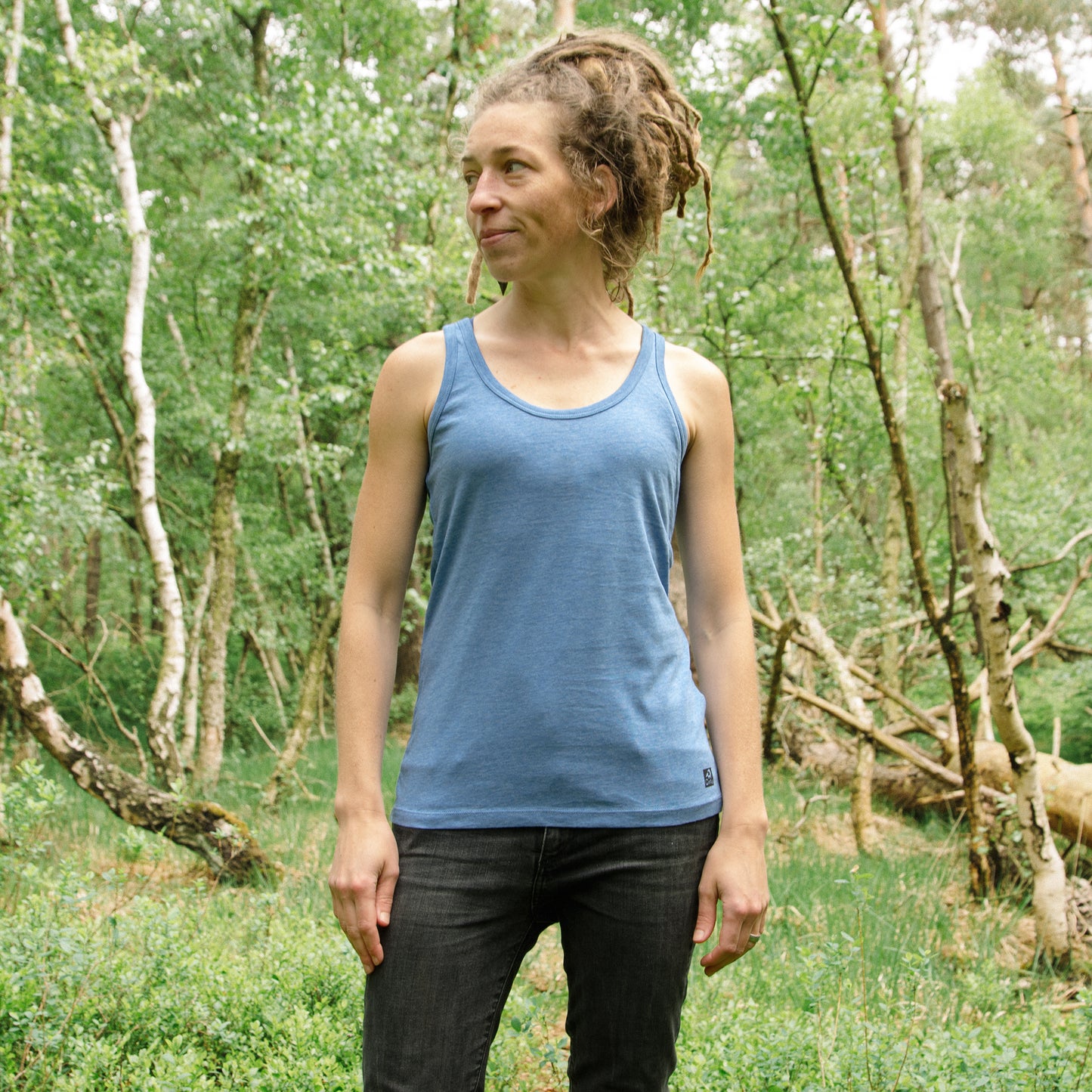 Blaubeer Tank-Top in mid heather blue XL