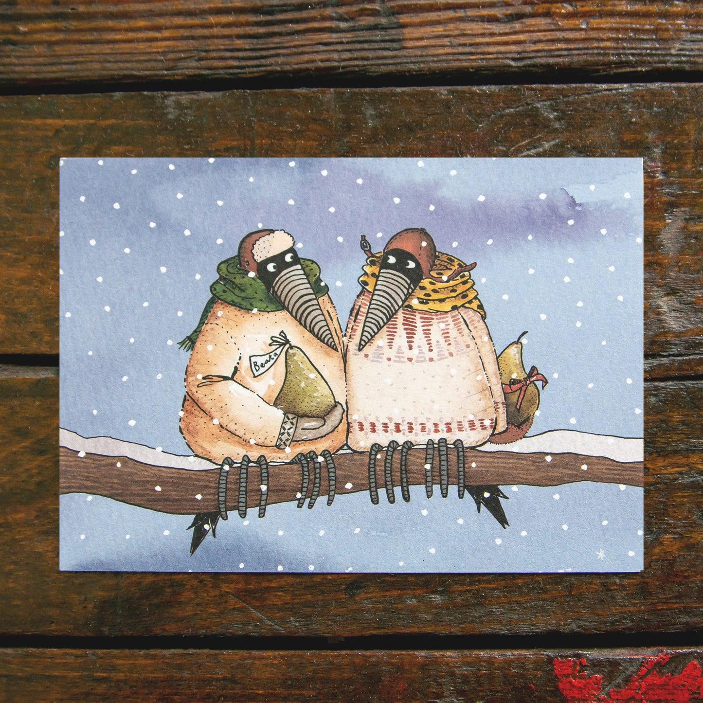 4 Weihnachtspostkarten mit Stig und Beata