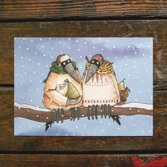 4 Weihnachtspostkarten mit Stig und Beata