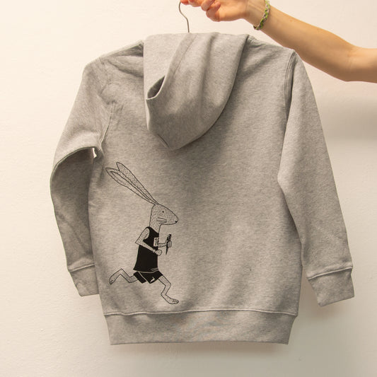 unikat Laufhase Sweatjacke in grau meliert 134/140
