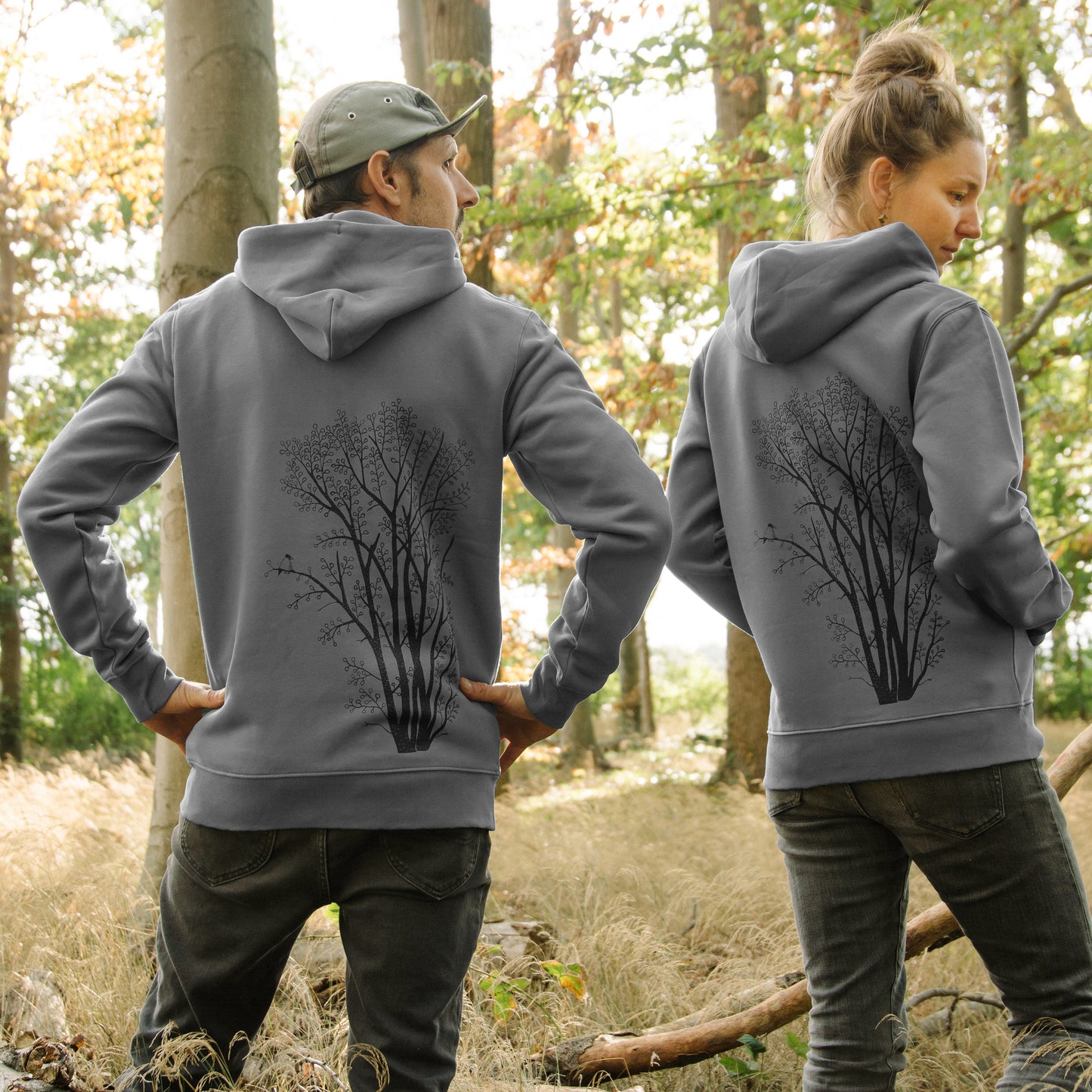 Erle mit Elster Kapuzenjacke unisex in anthracite XXS-XXL