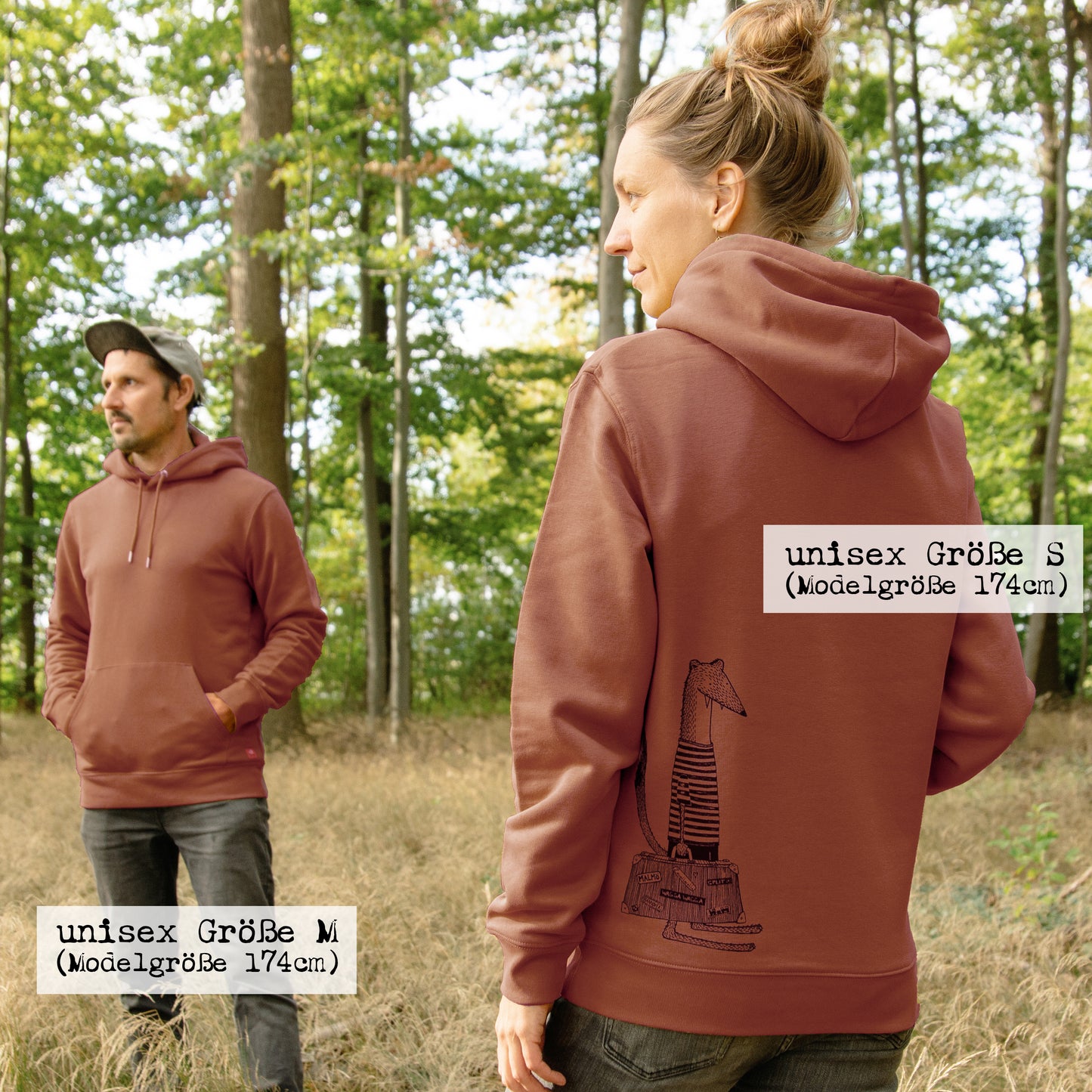 Reisewiesel Hoodie unisex in heritage brown XXS-XXL
