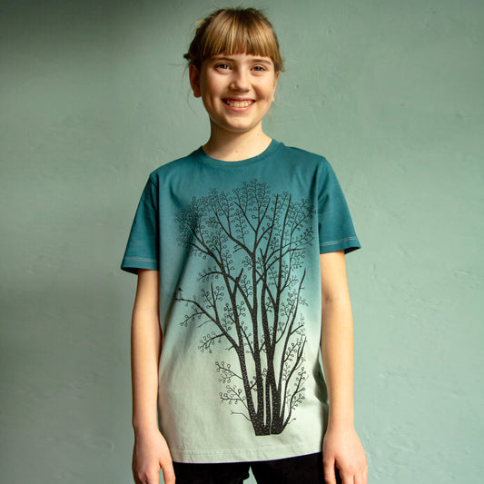 Erle mit Elster T-Shirt mit blauem Farbverlauf 110-140