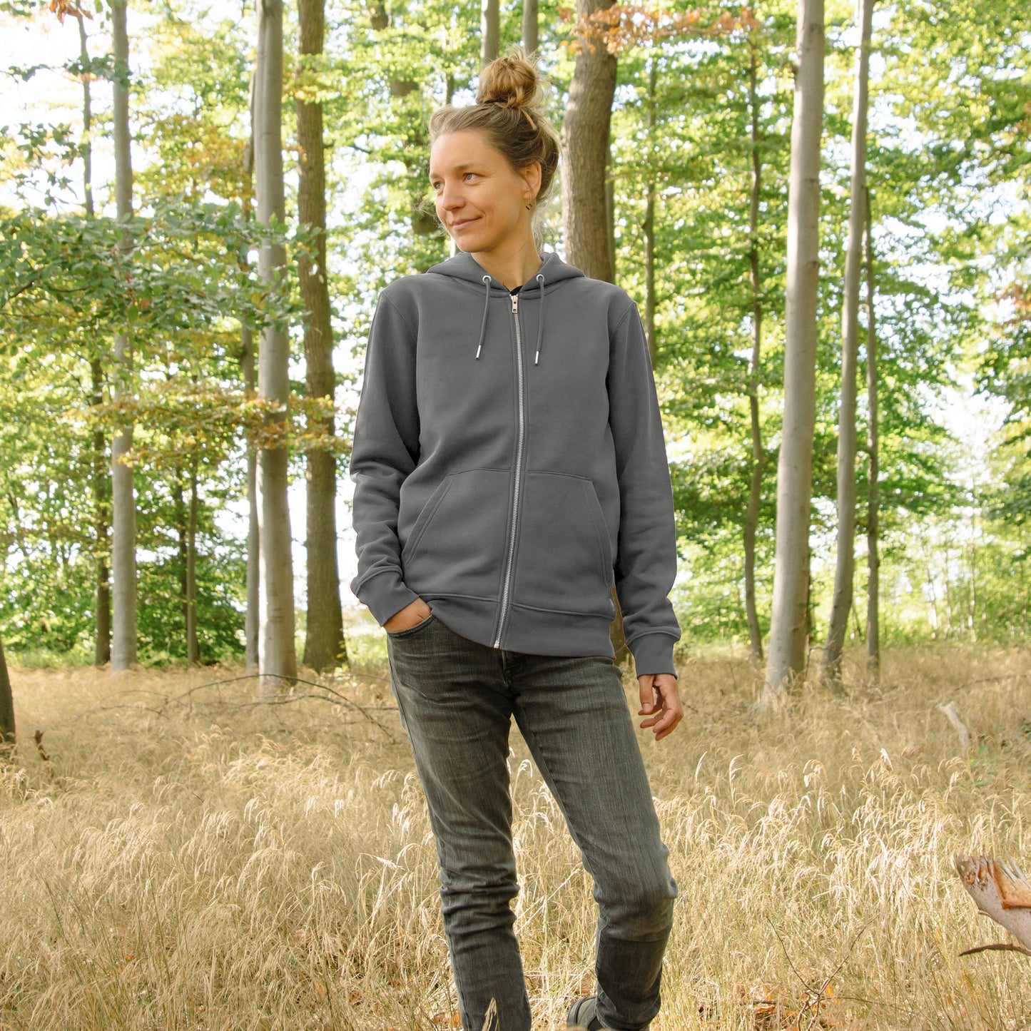 Erle mit Elster Kapuzenjacke unisex in anthracite XXS-XXL
