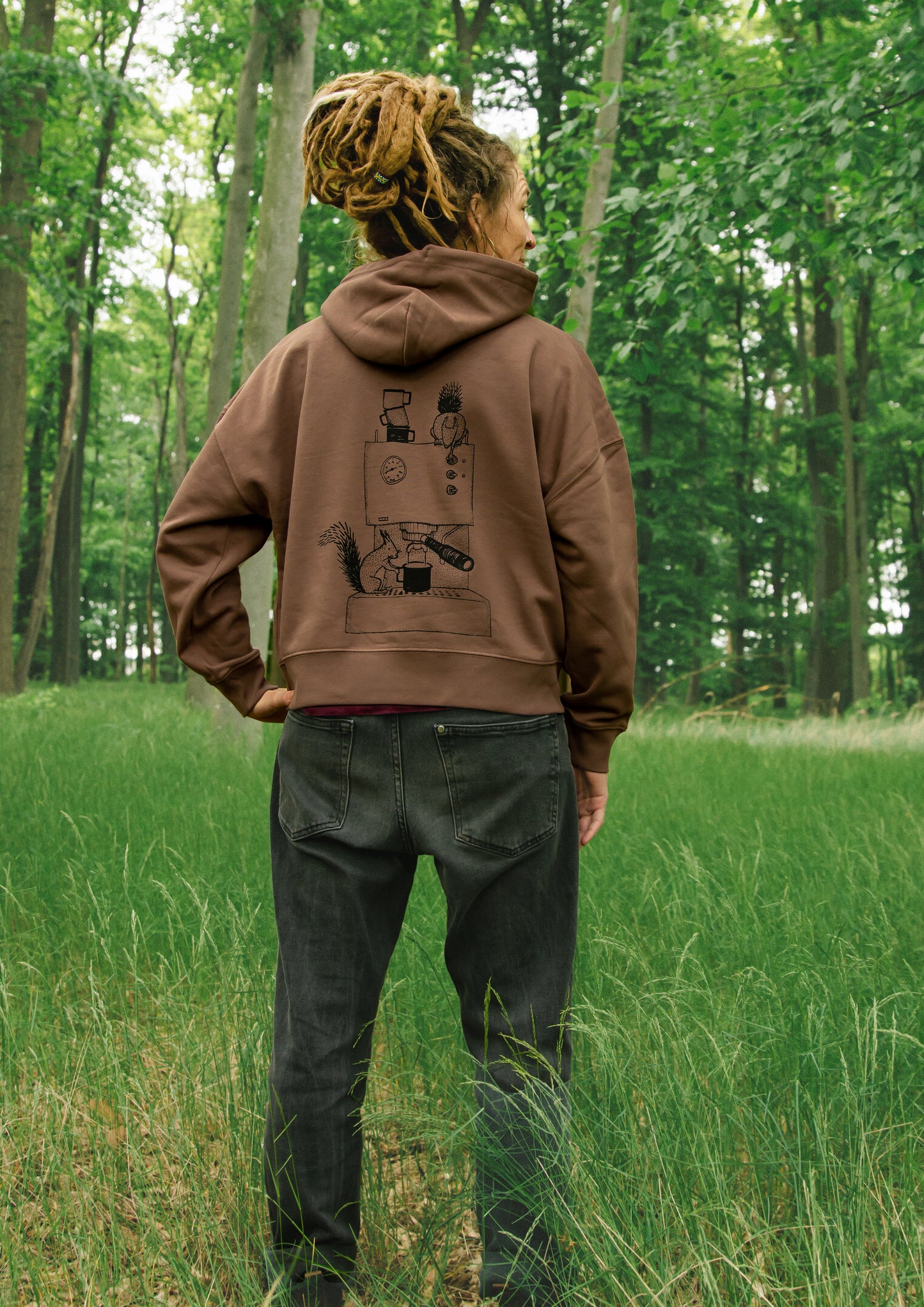 Kaffee-Hörnchen Hoodie in mocha XS-XXL