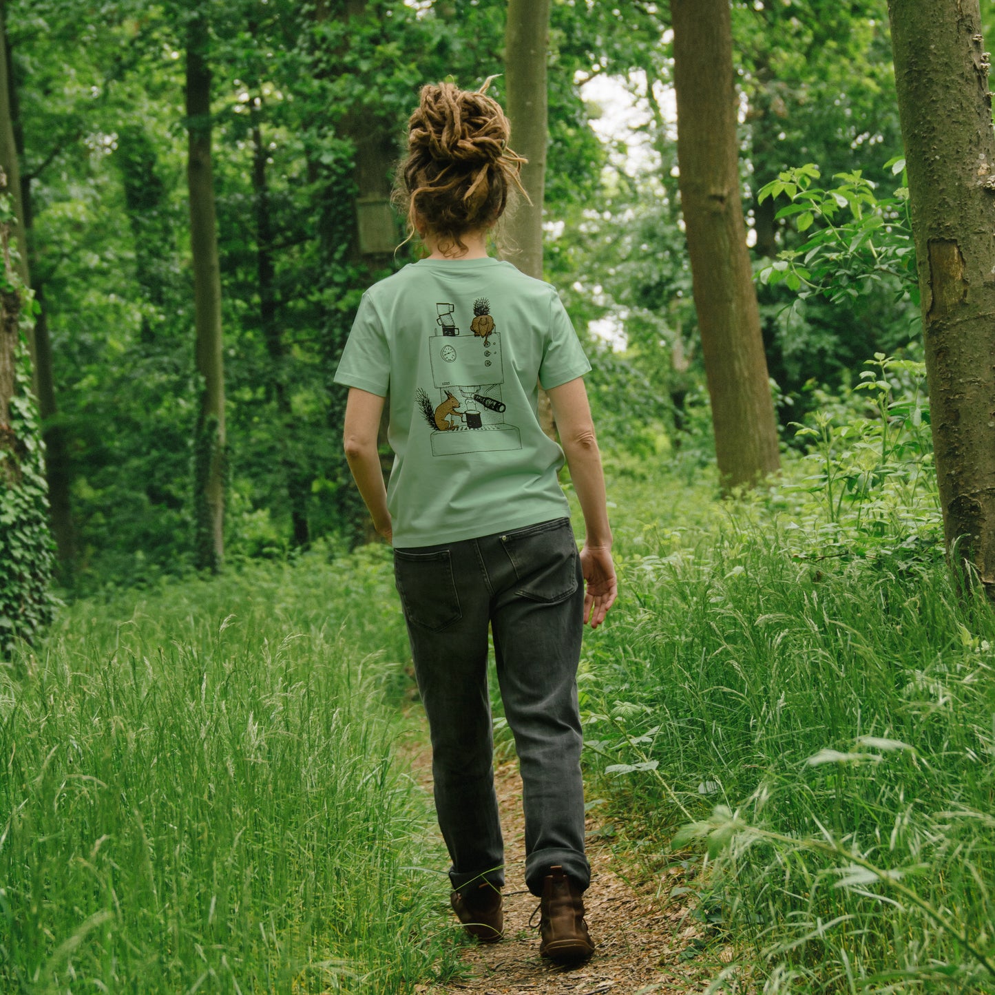 Kaffee-Hörnchen T-Shirt in misty jade XS-XXL
