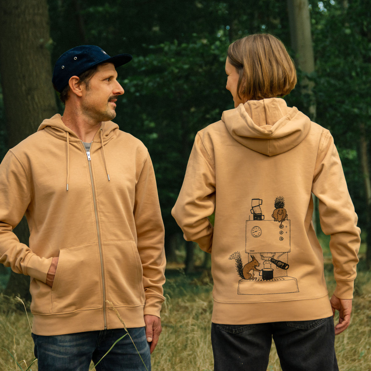 Kaffeehörnchen Kapuzenjacke unisex in latte XXS-XXL
