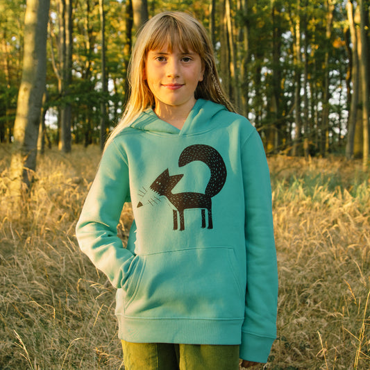 Franzi Fuchs hoodie in teal monstera 122-140