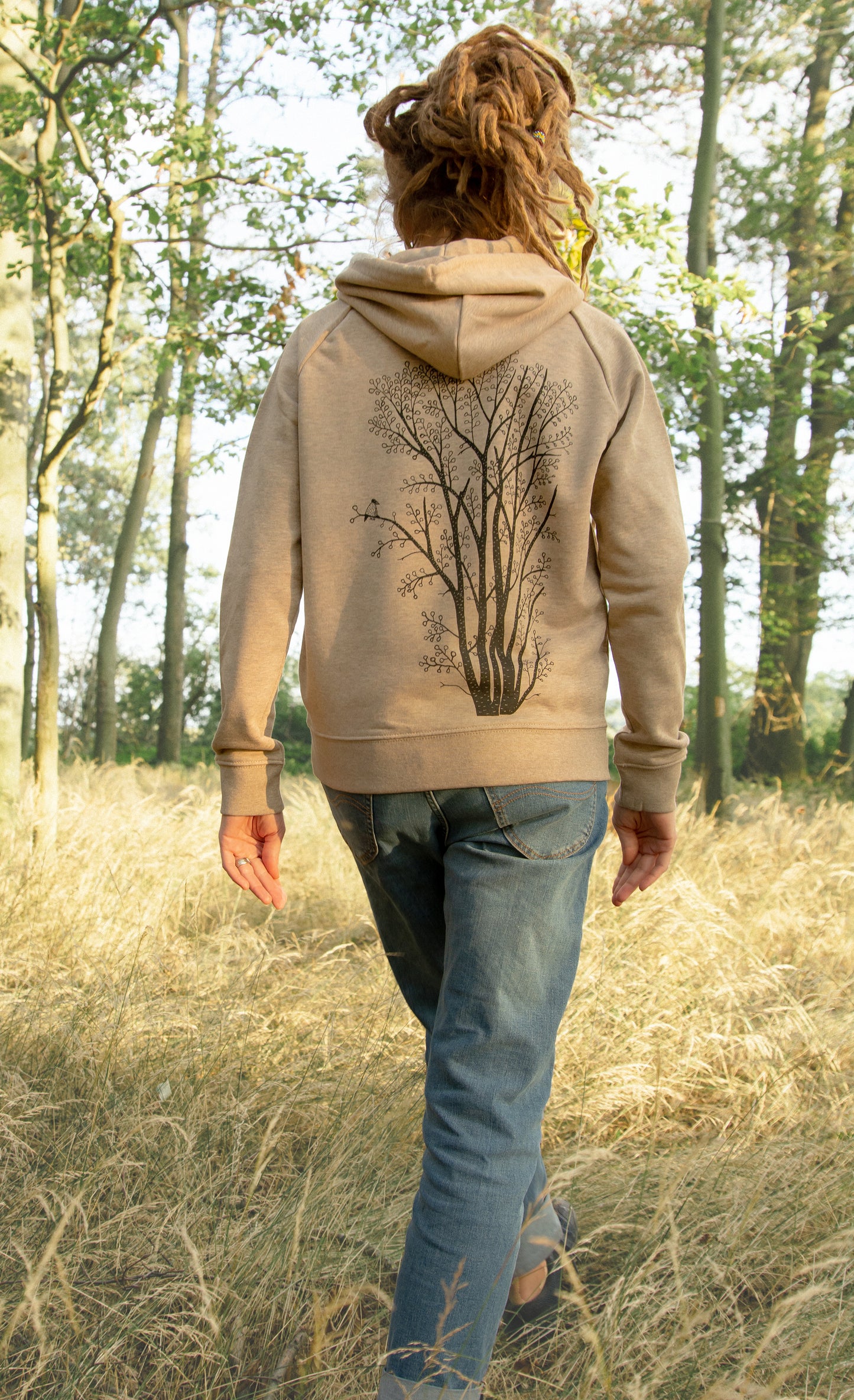 Erle mit Elster Hoodie in heather sand