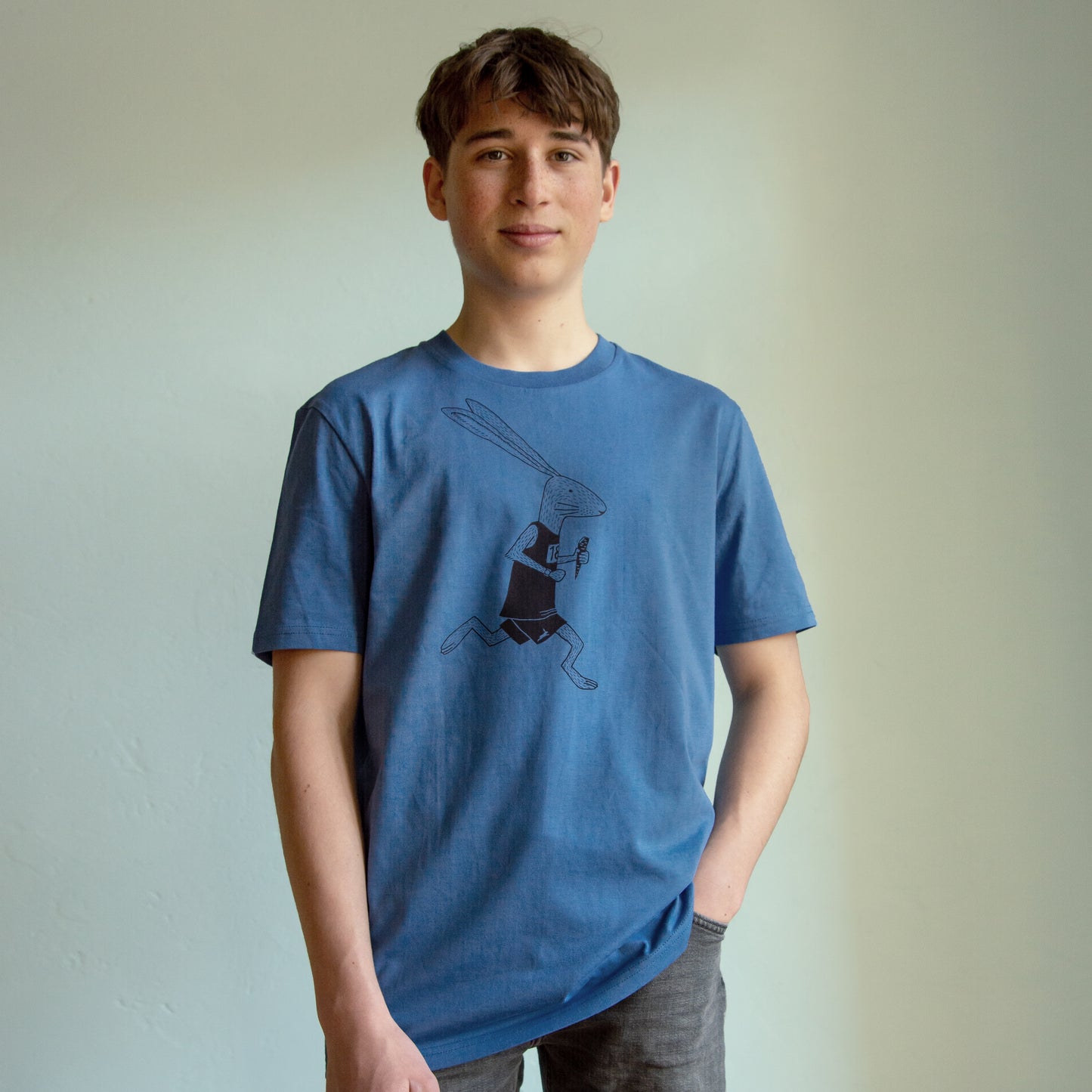 Laufhase T-Shirt unisex in mindful blue