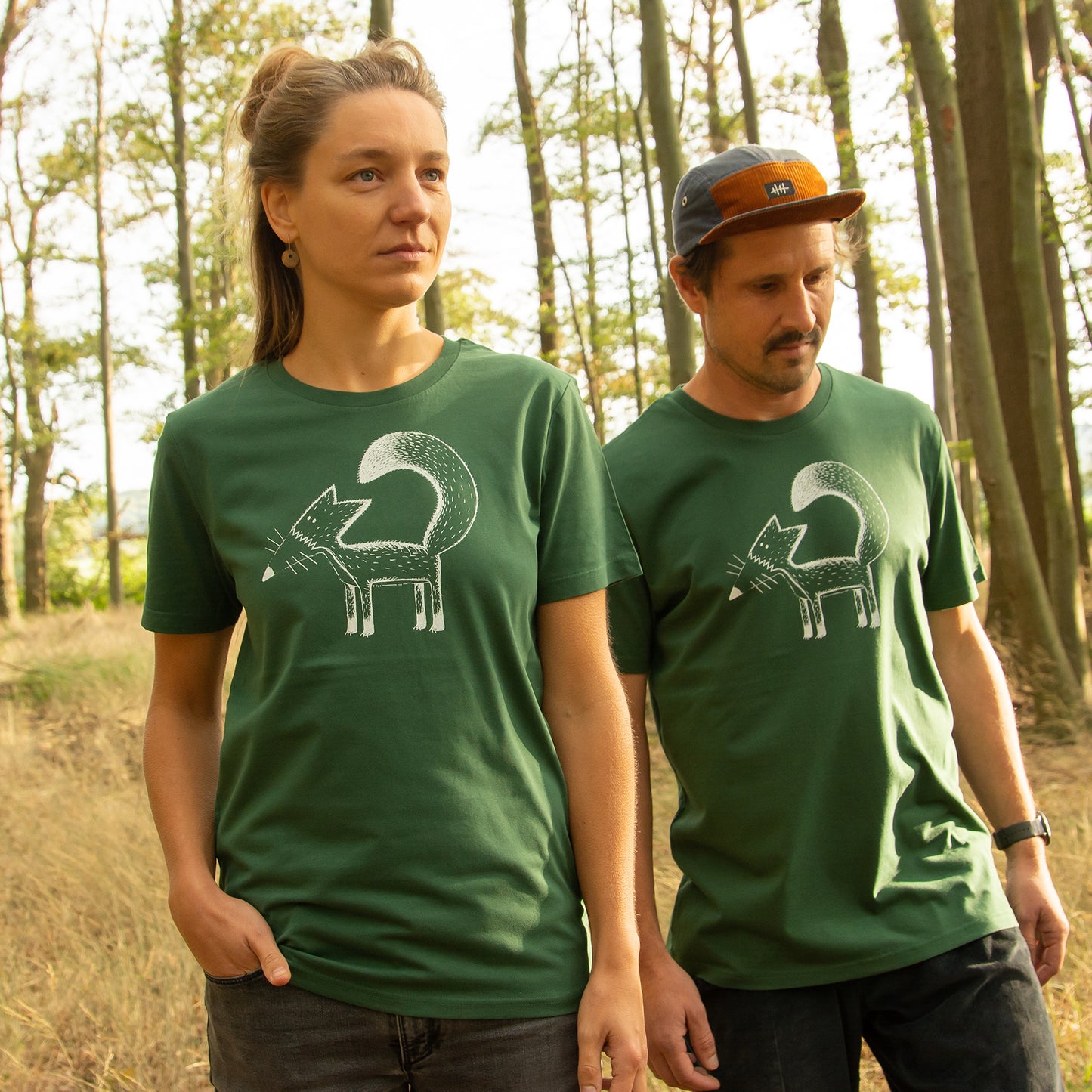 unikat Franzi Fuchs T-Shirt unisex in bottle green S, M