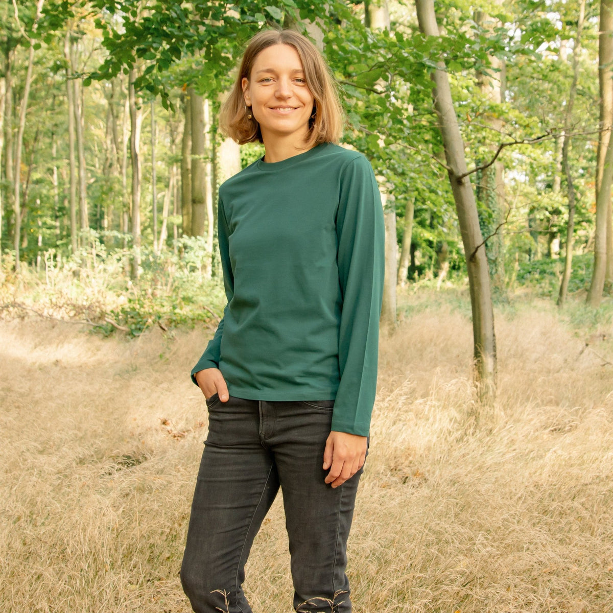 Franzi Fuchs Langarmshirt unisex in glazed green XXS-XXL