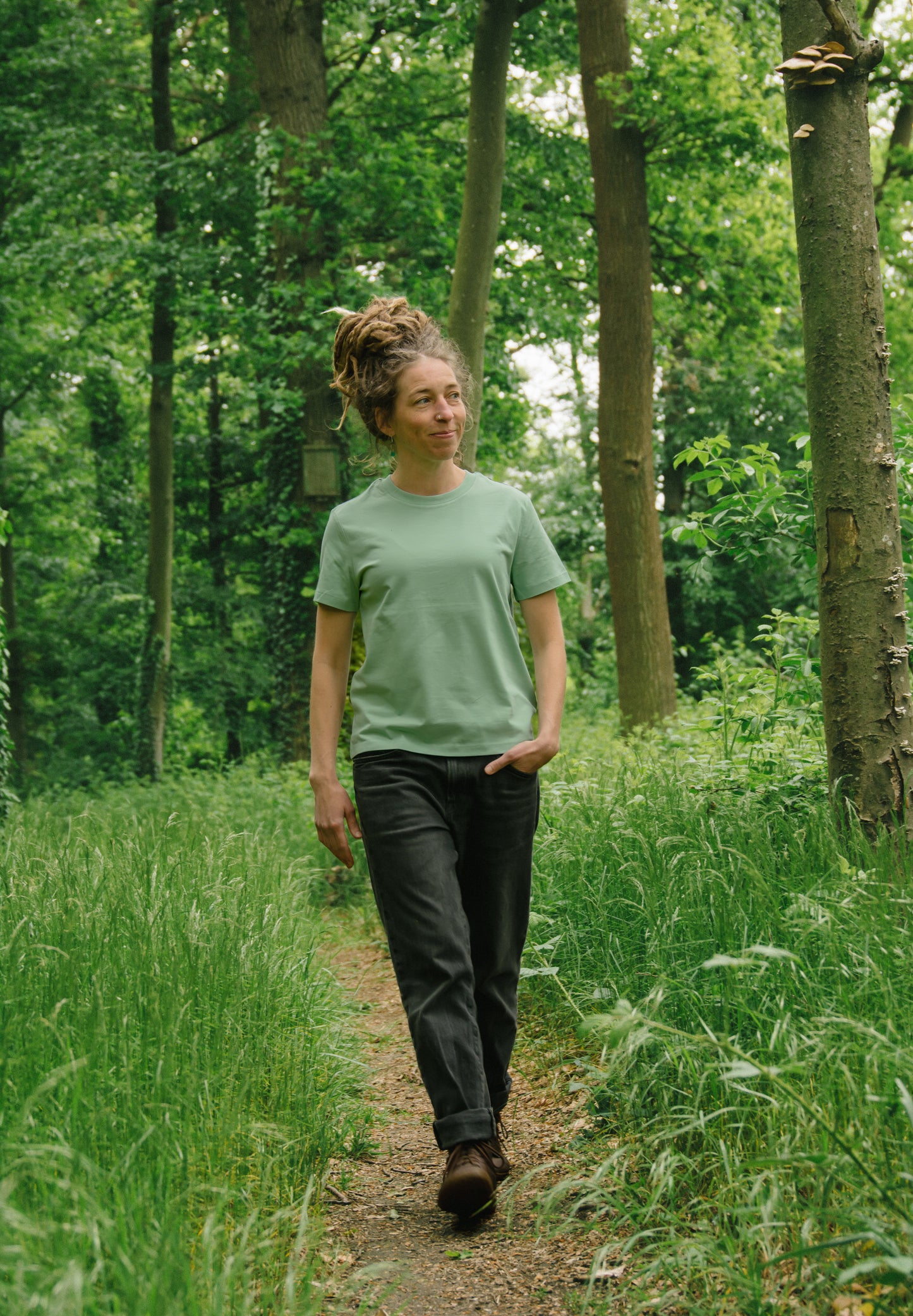 Kaffee-Hörnchen T-Shirt in misty jade XS-XXL