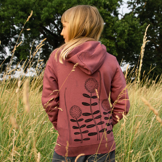 Waldblumen hoodie in hibiscus rose 122-140