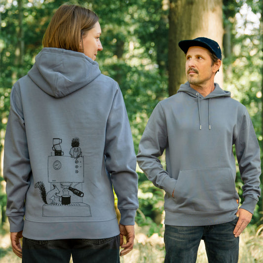 Kaffeehörnchen Hoodie unisex in blue grey XXS-XXL