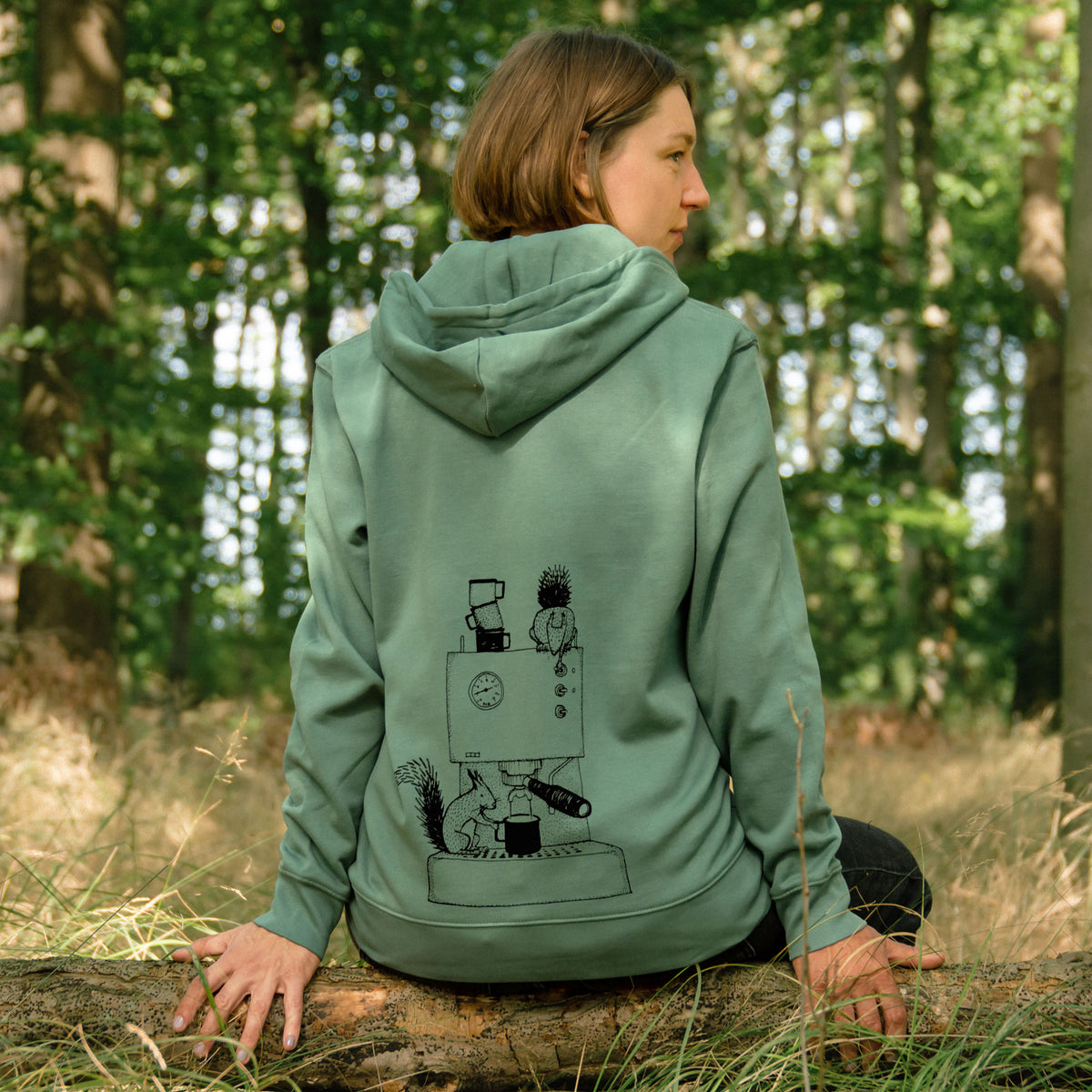 Kaffeehörnchen Kapuzenjacke unisex in gren bay XXS-XXL