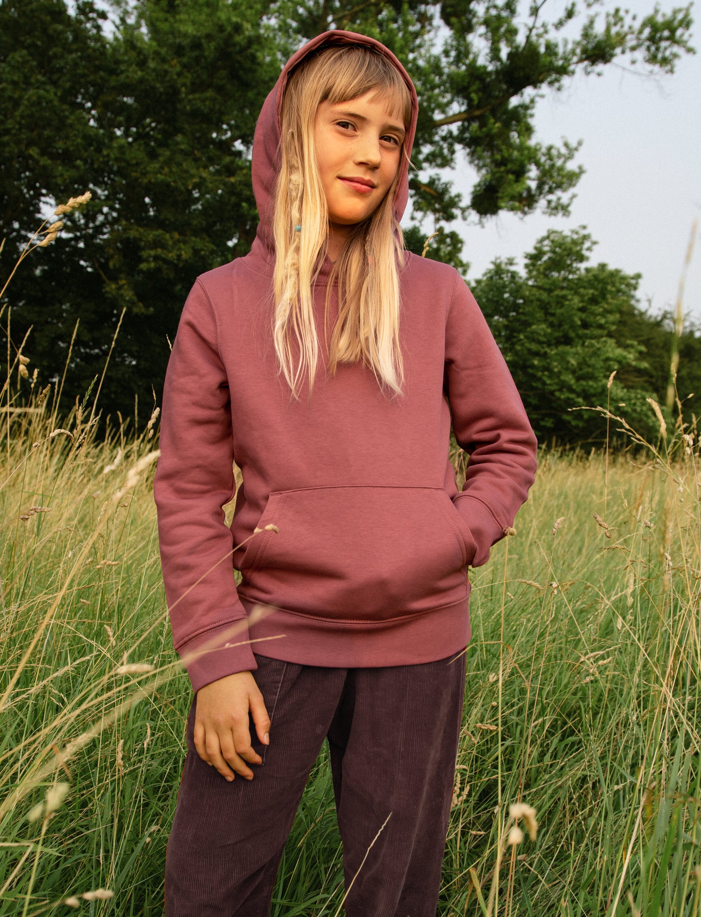 Waldblumen hoodie in hibiscus rose 122-140