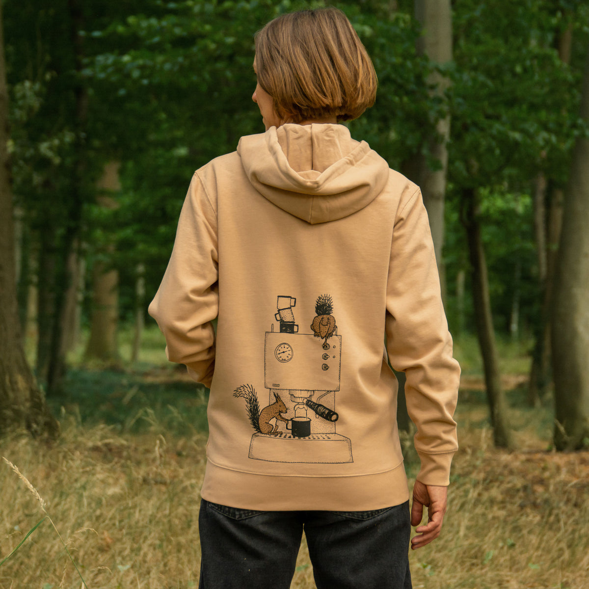 Kaffeehörnchen Kapuzenjacke unisex in latte XXS-XXL