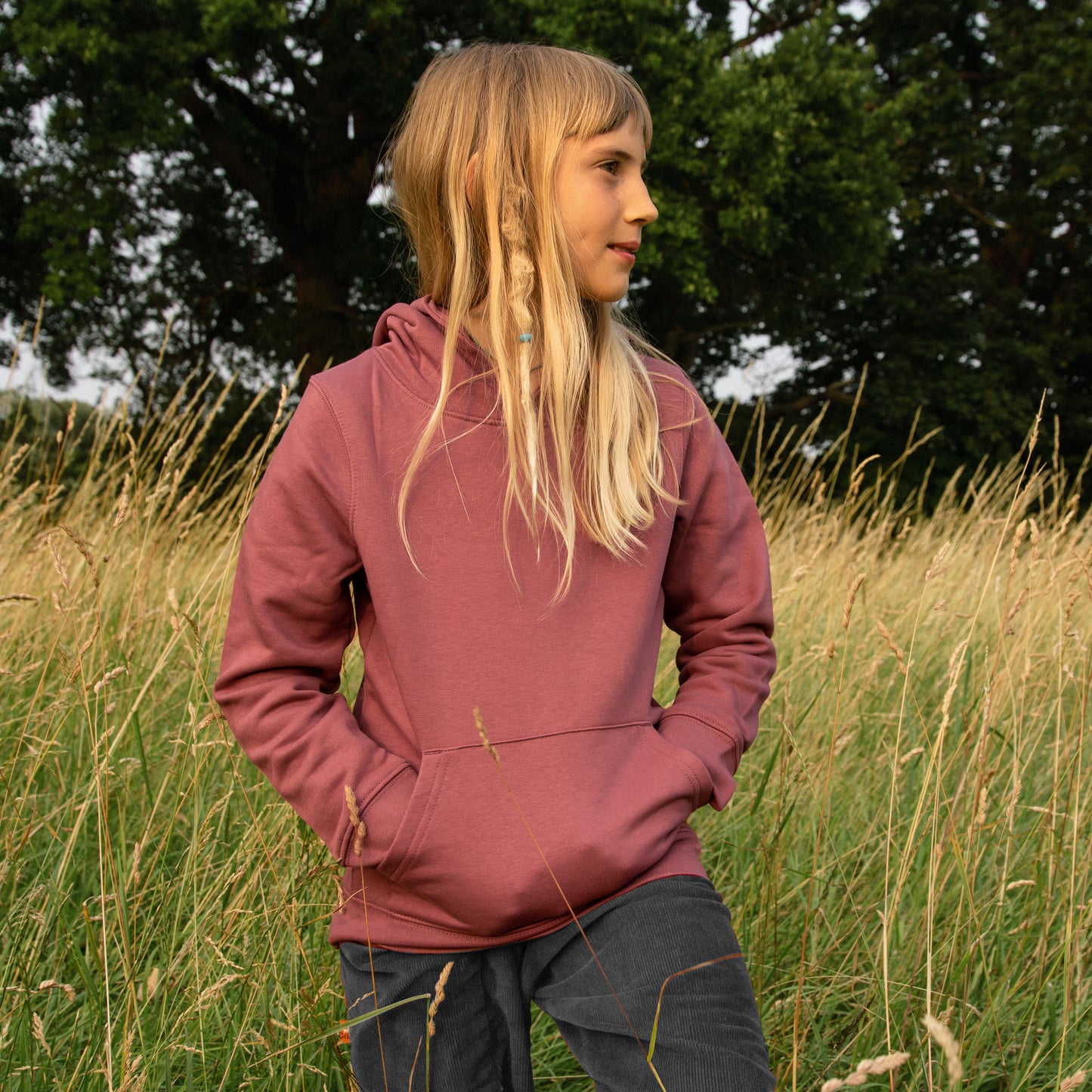 Waldblumen hoodie in hibiscus rose 122-140