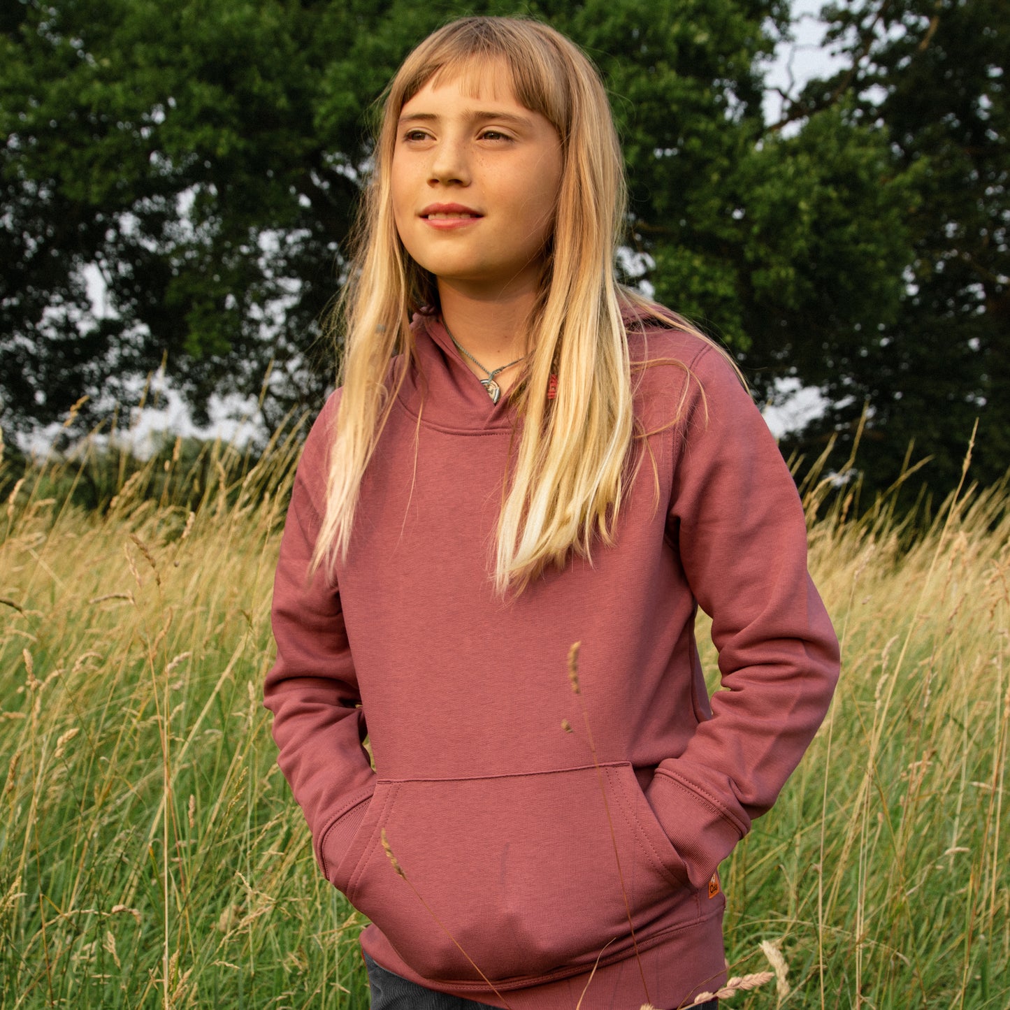 Waldblumen hoodie in hibiscus rose 122-140
