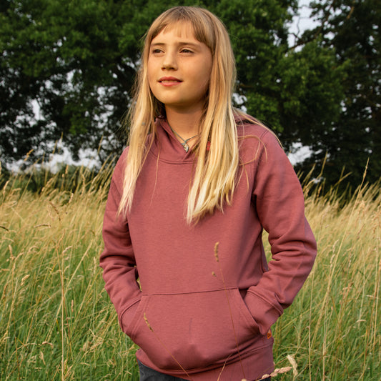 Waldblumen hoodie in hibiscus rose 122-140