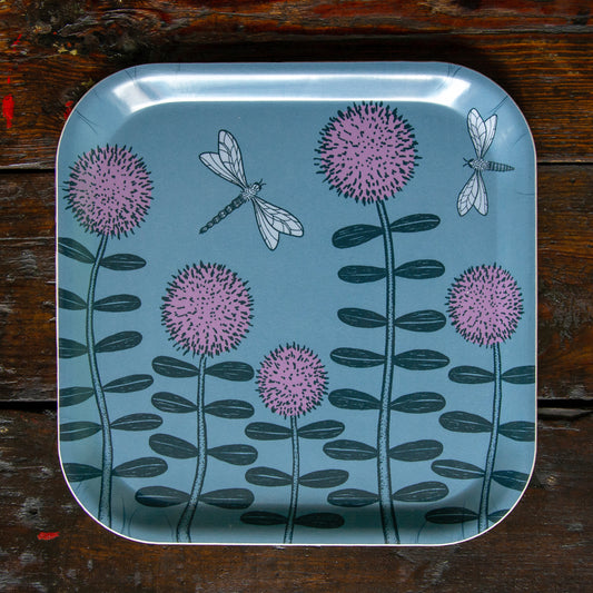 Waldblumen im morgengrau, kleines Tablett 20x20cm