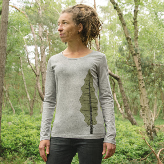Tanne Langarmshirt in heather grey M-XL