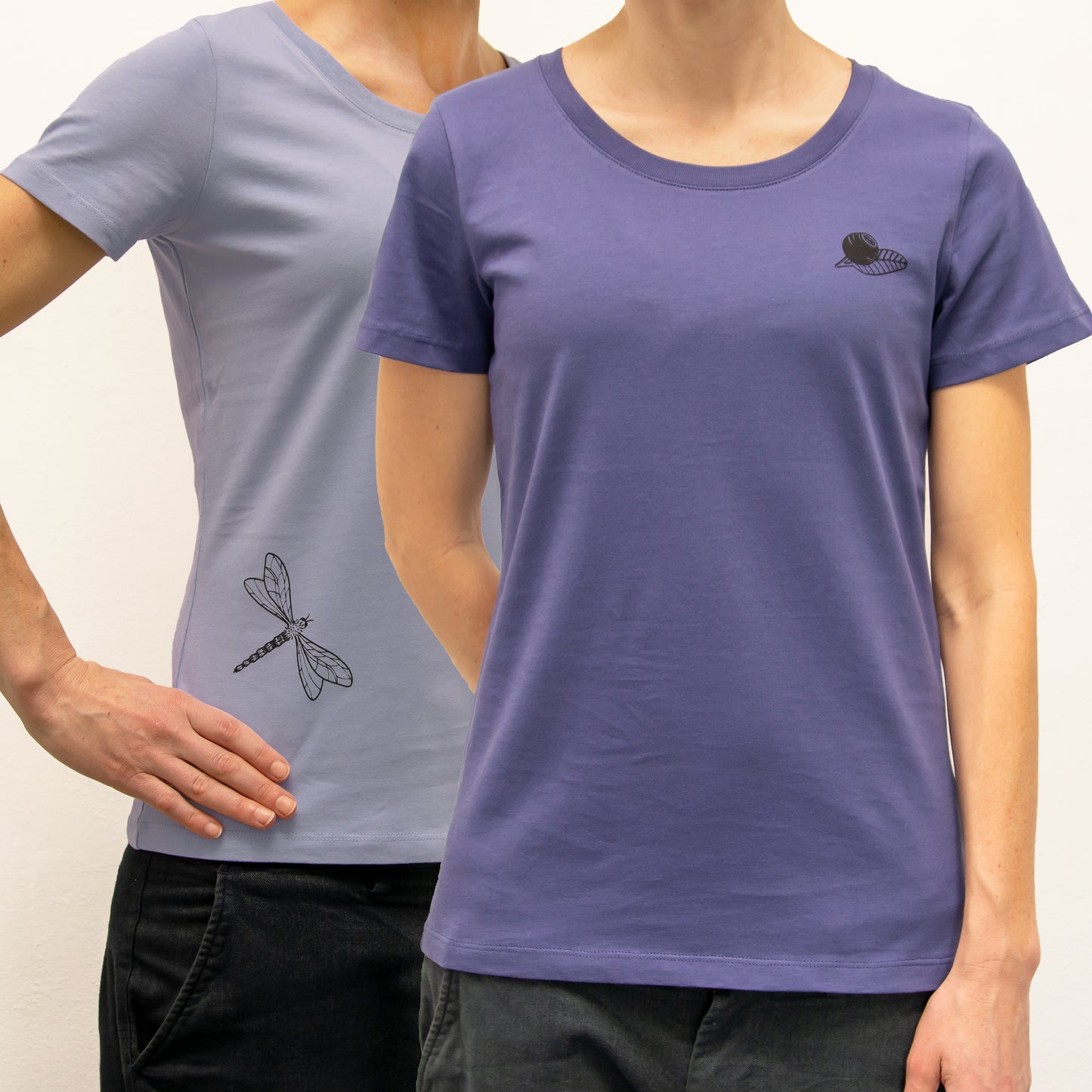 Basic Unique - 2er Pack Damen T-Shirts Blaubeere & Libelle