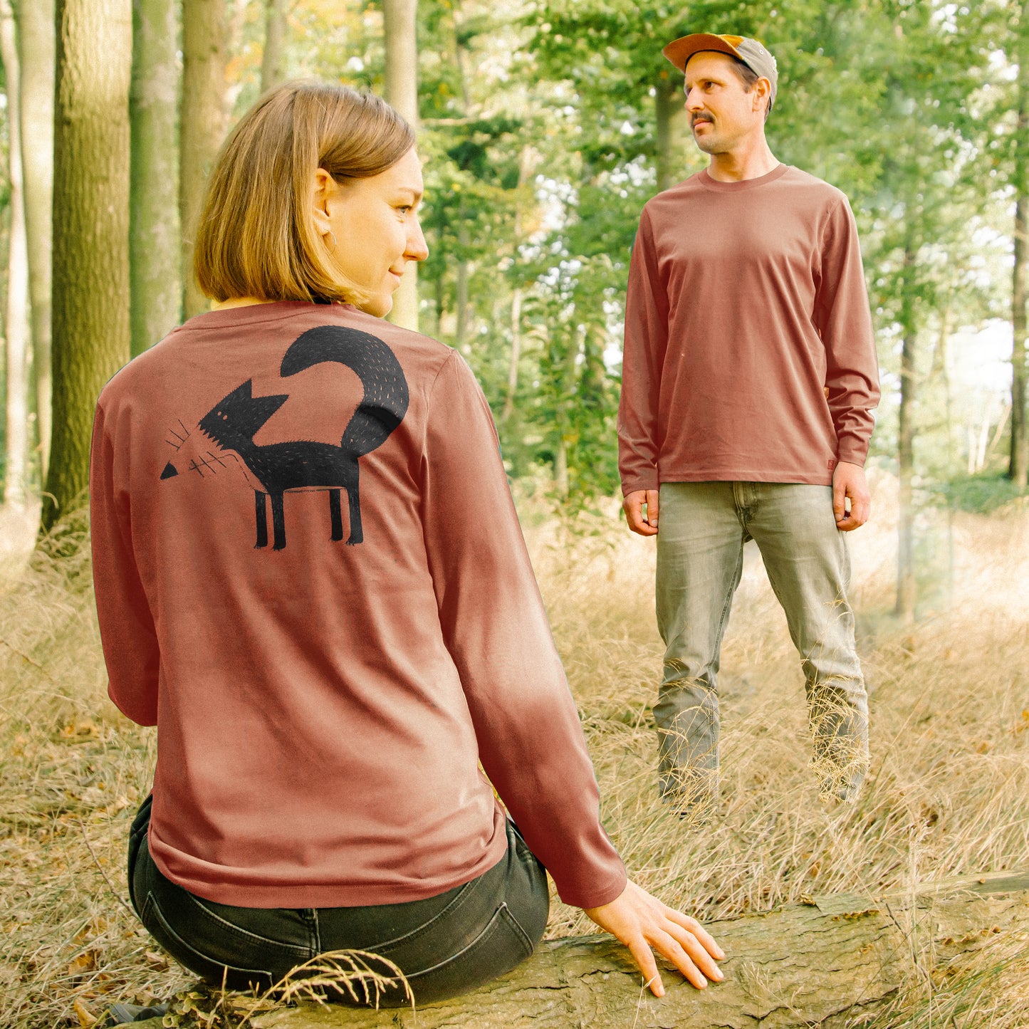 Franzi Fuchs Langarmshirt unisex in heritage brown XXS-XXL
