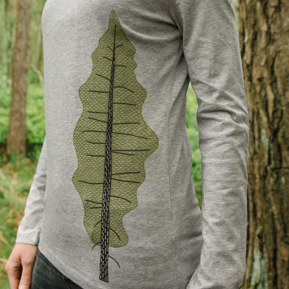 Tanne Langarmshirt in heather grey M-XL