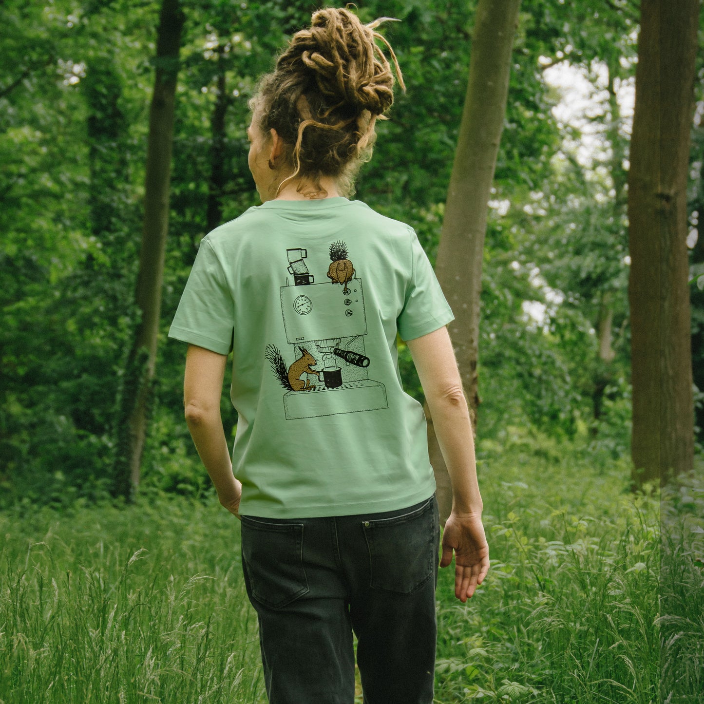 Kaffee-Hörnchen T-Shirt in misty jade XS-XXL