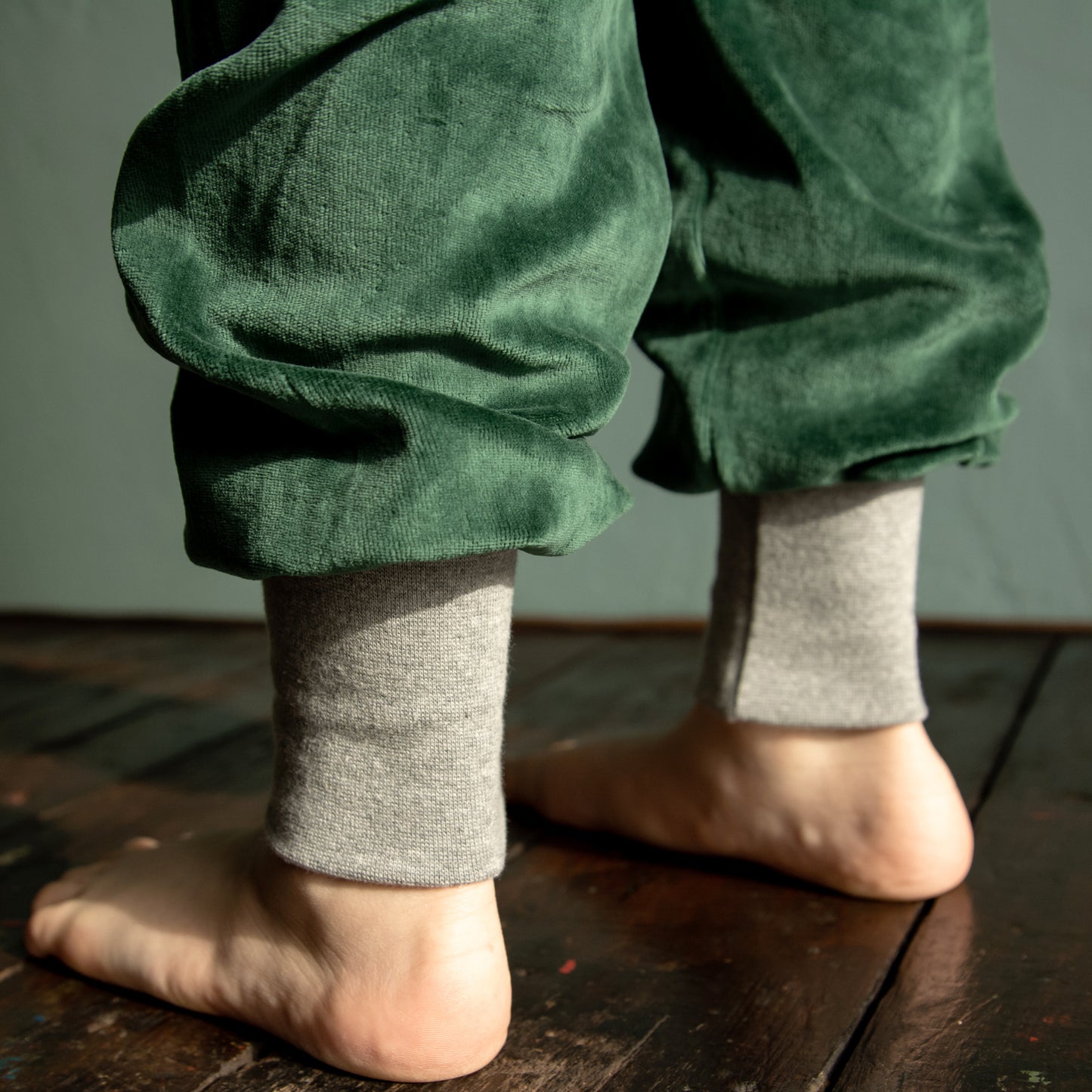 Kinder Nickihose in bottle green / heather grey 110