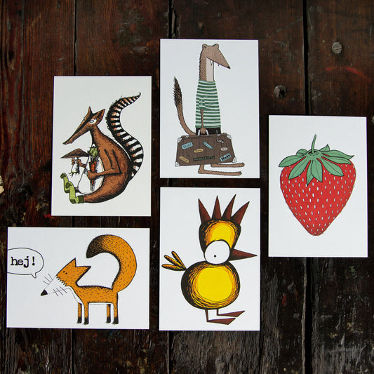 5 Postkarten mit Illustrationen aus dem hohen Norden / Set A