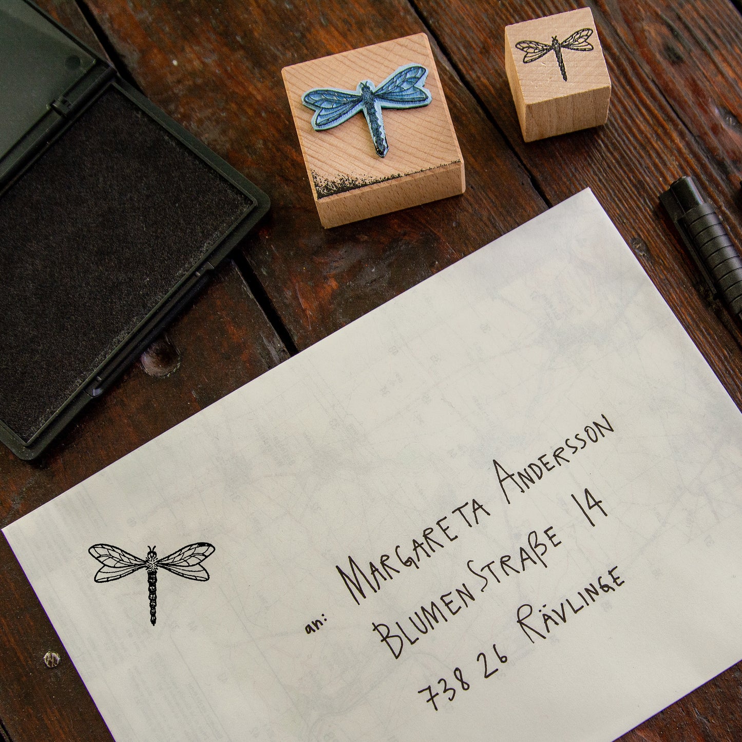 Libellen Stempel aus Buchenholz