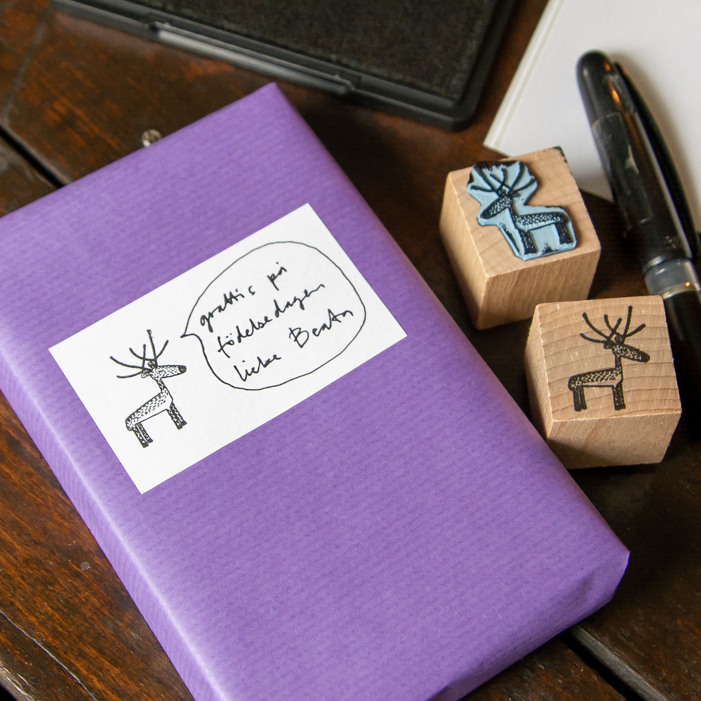 Ruben Rentier Stempel aus Buchenholz