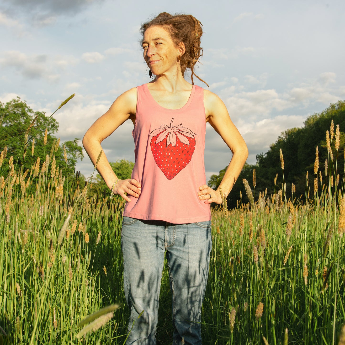 Erdbeer Tank-Top in canyon pink XS-XXL