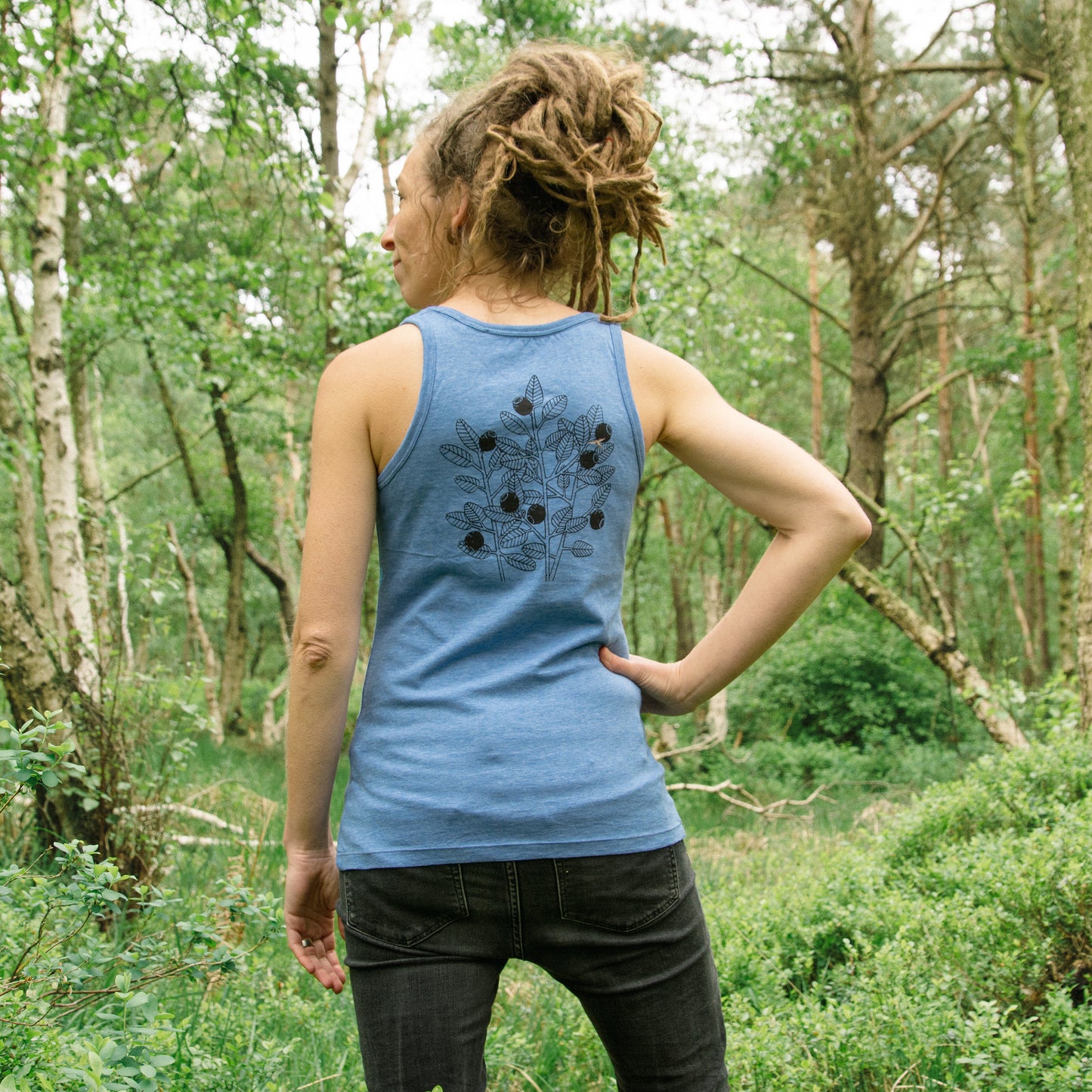 Blaubeer Tank-Top in mid heather blue XL