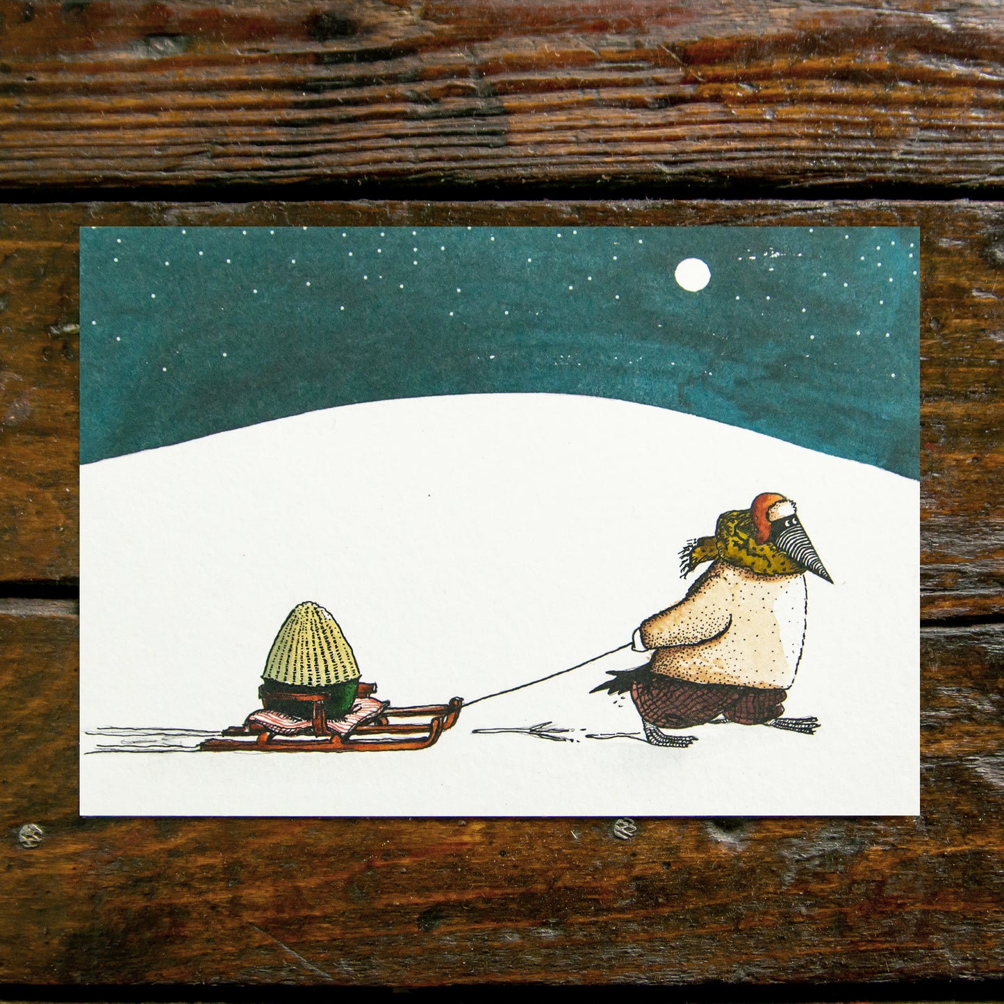 4 Weihnachtspostkarten mit Stig und Beata