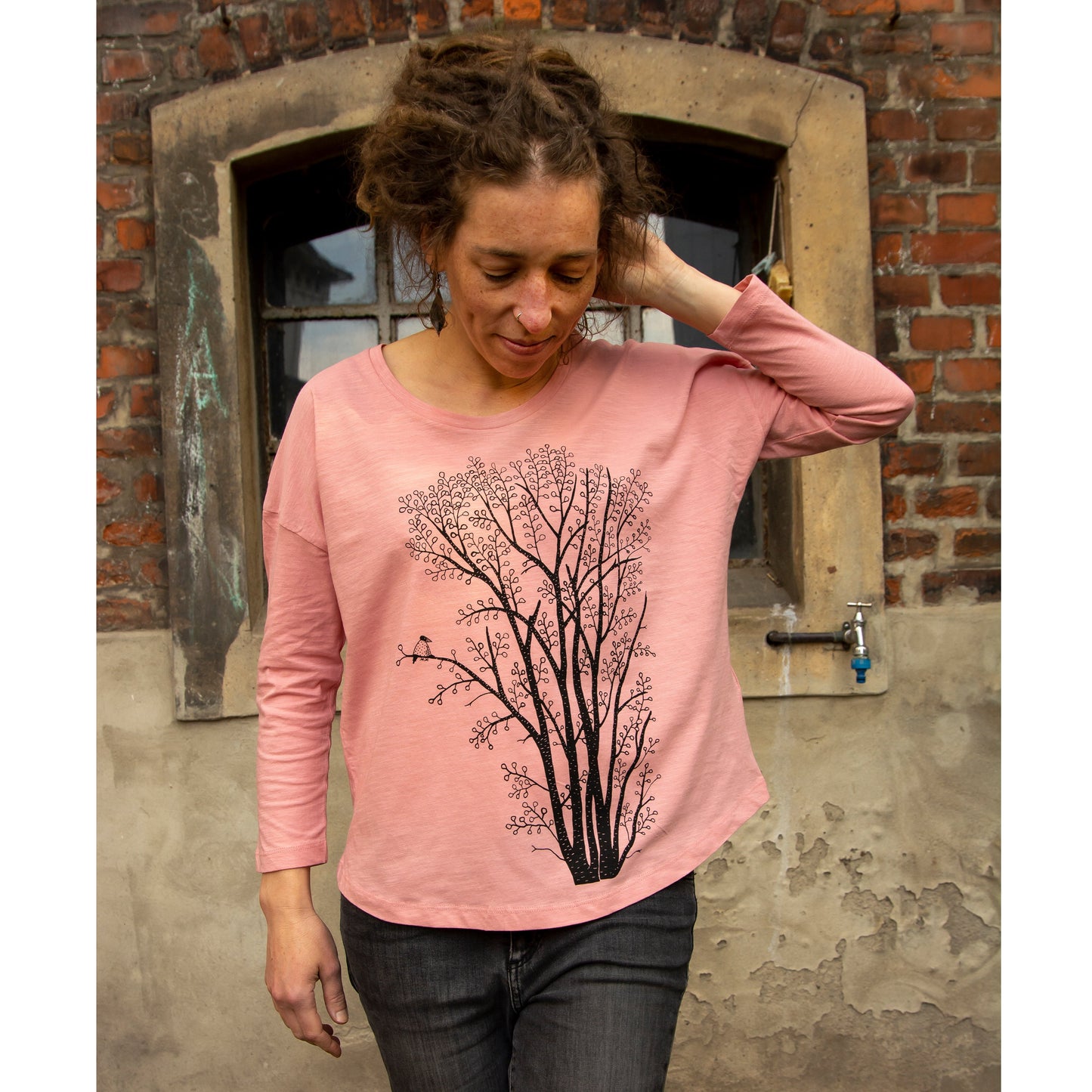 Erle mit Elster 3/4-Ärmel-Shirt in canyon pink L-XXL