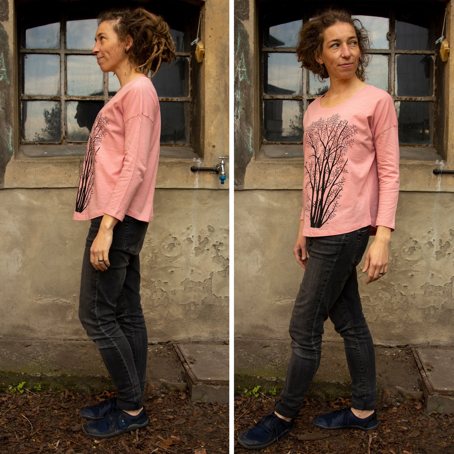 Erle mit Elster 3/4-Ärmel-Shirt in canyon pink L-XXL
