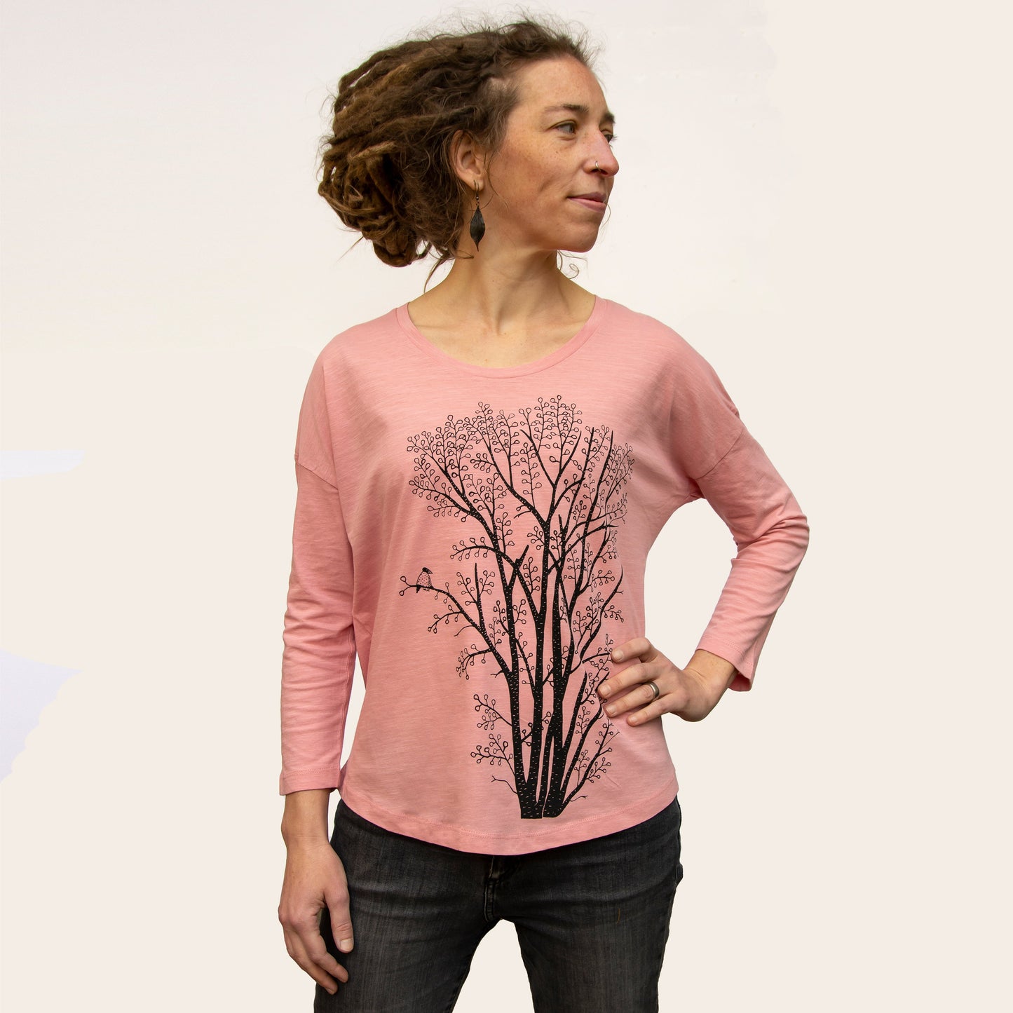 Erle mit Elster 3/4-Ärmel-Shirt in canyon pink L-XXL