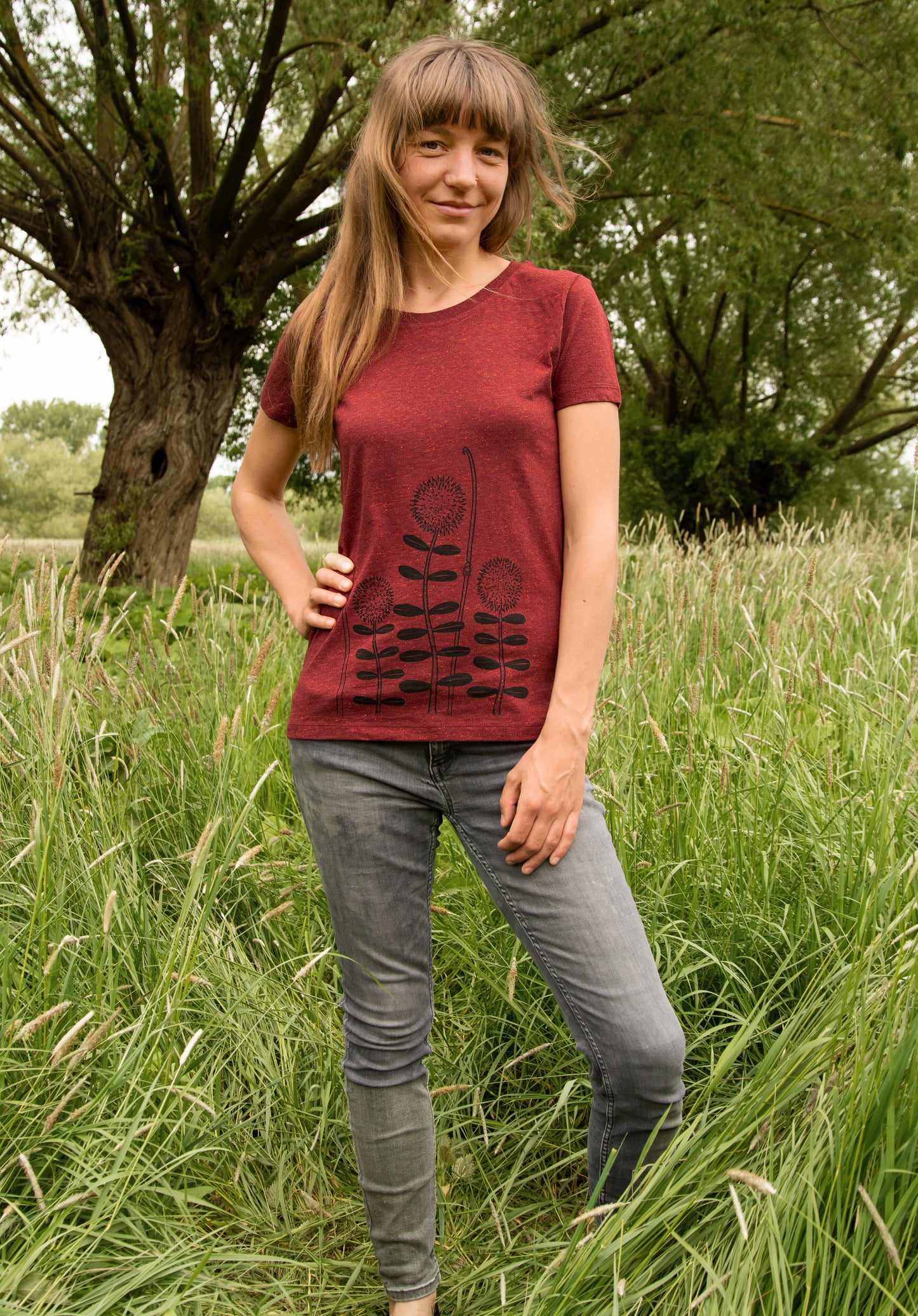 Waldblumen T-Shirt in heather neppy burgundy
