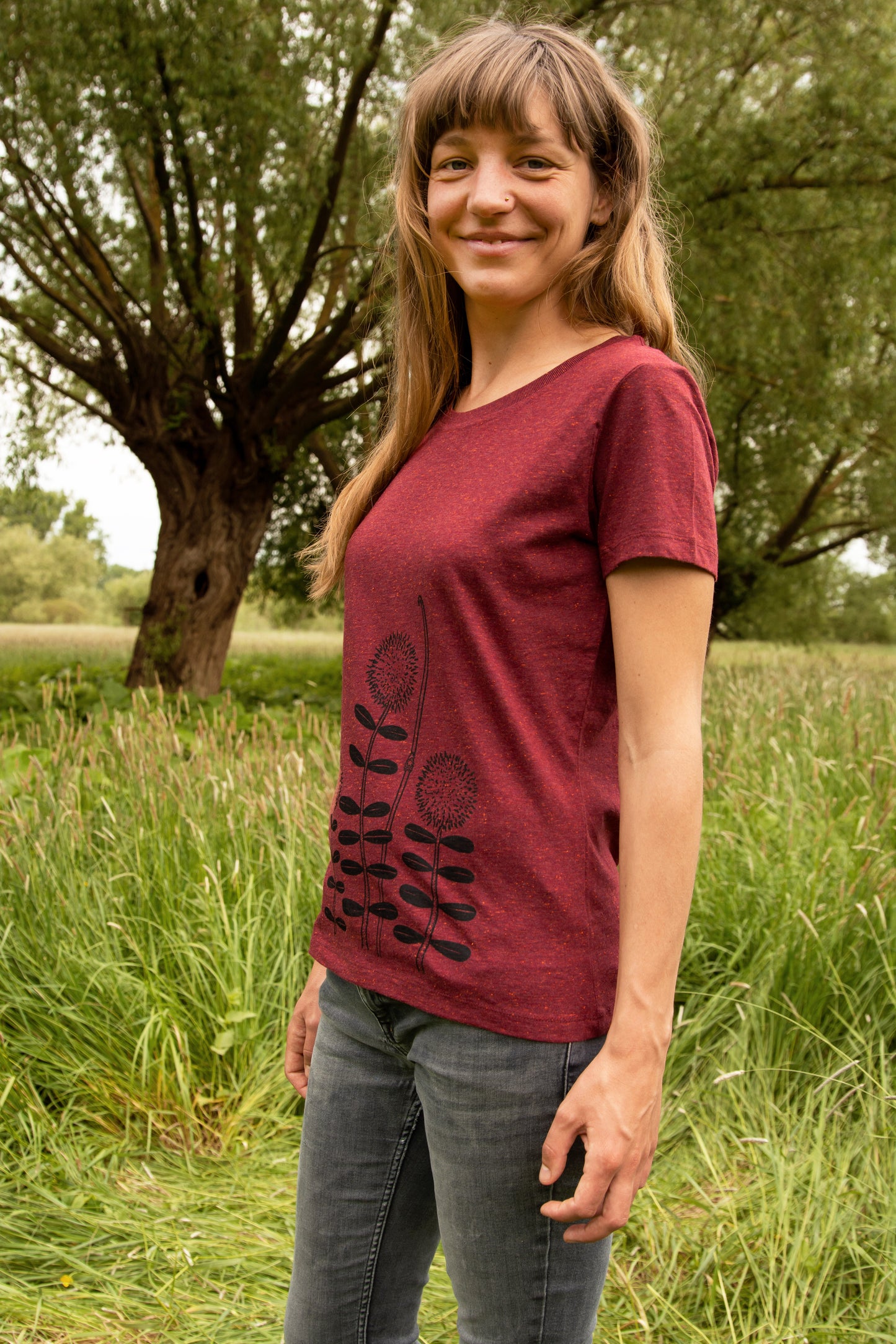 Waldblumen T-Shirt in heather neppy burgundy