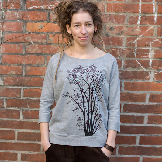leichter Pulli Erle mit Elster heather grey S