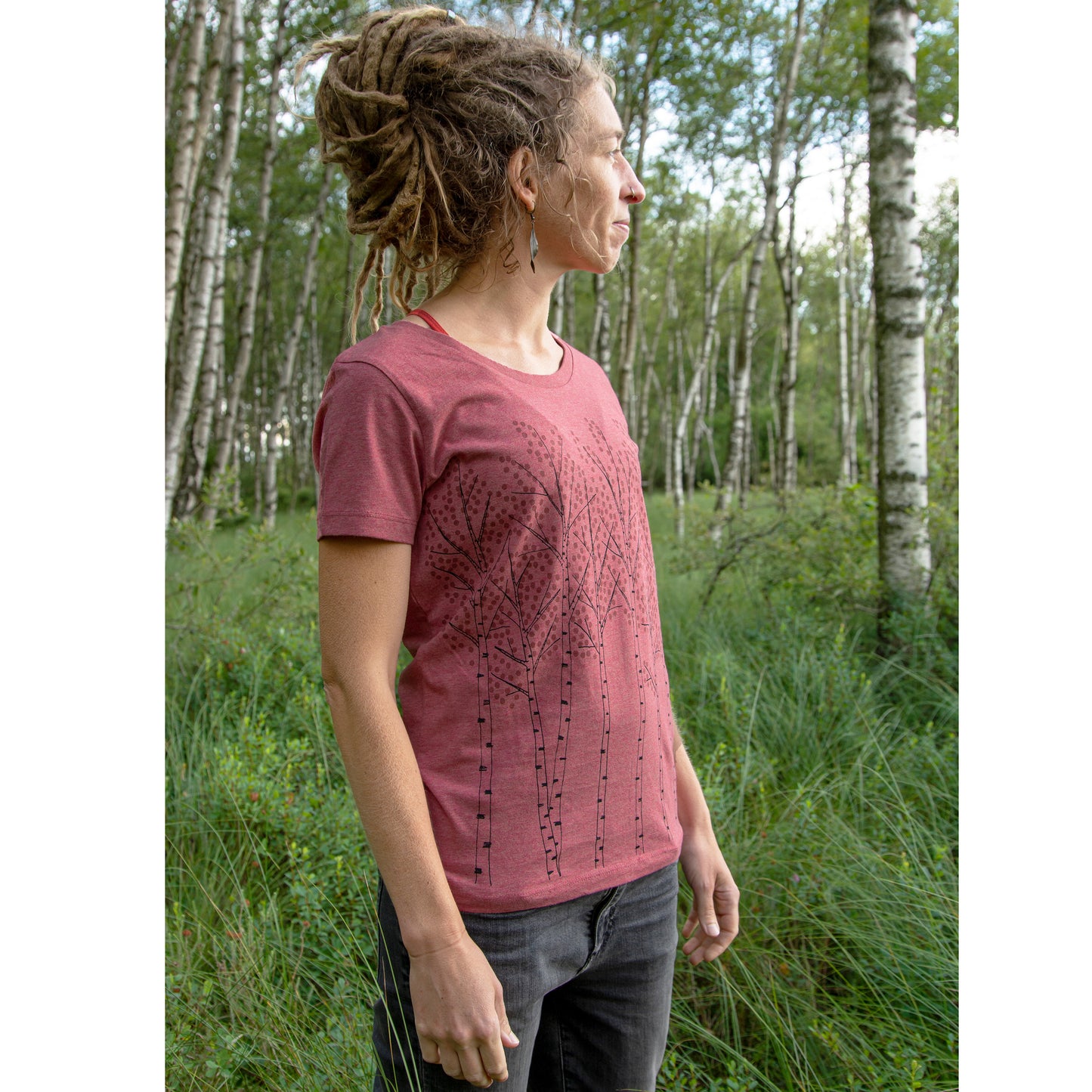 Birken T-Shirt in heather cranberry